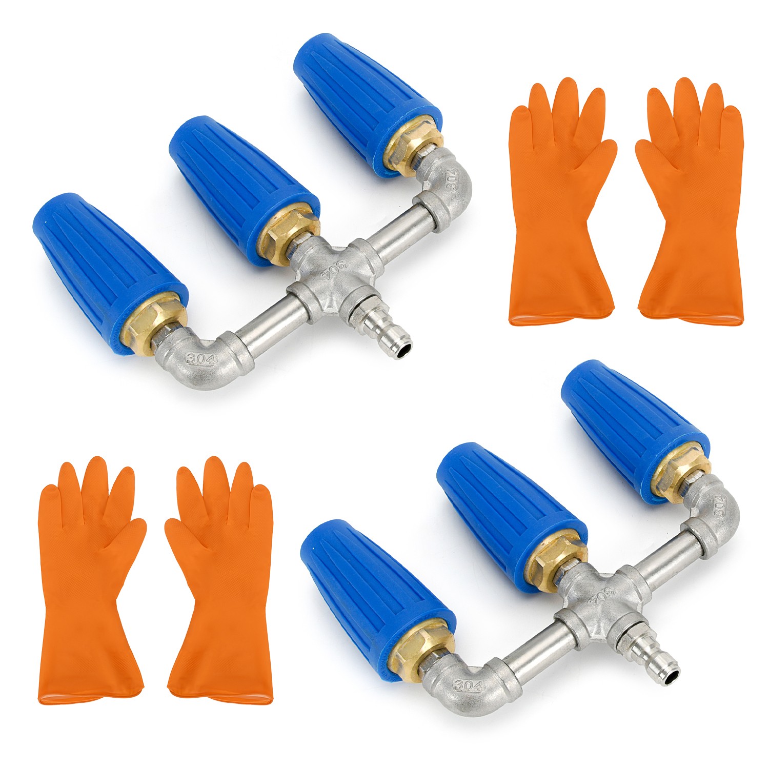 Triple Turbo Pressure Washer Nozzle 360° Rotating 4000 PSI 1/4″ Quick Connector