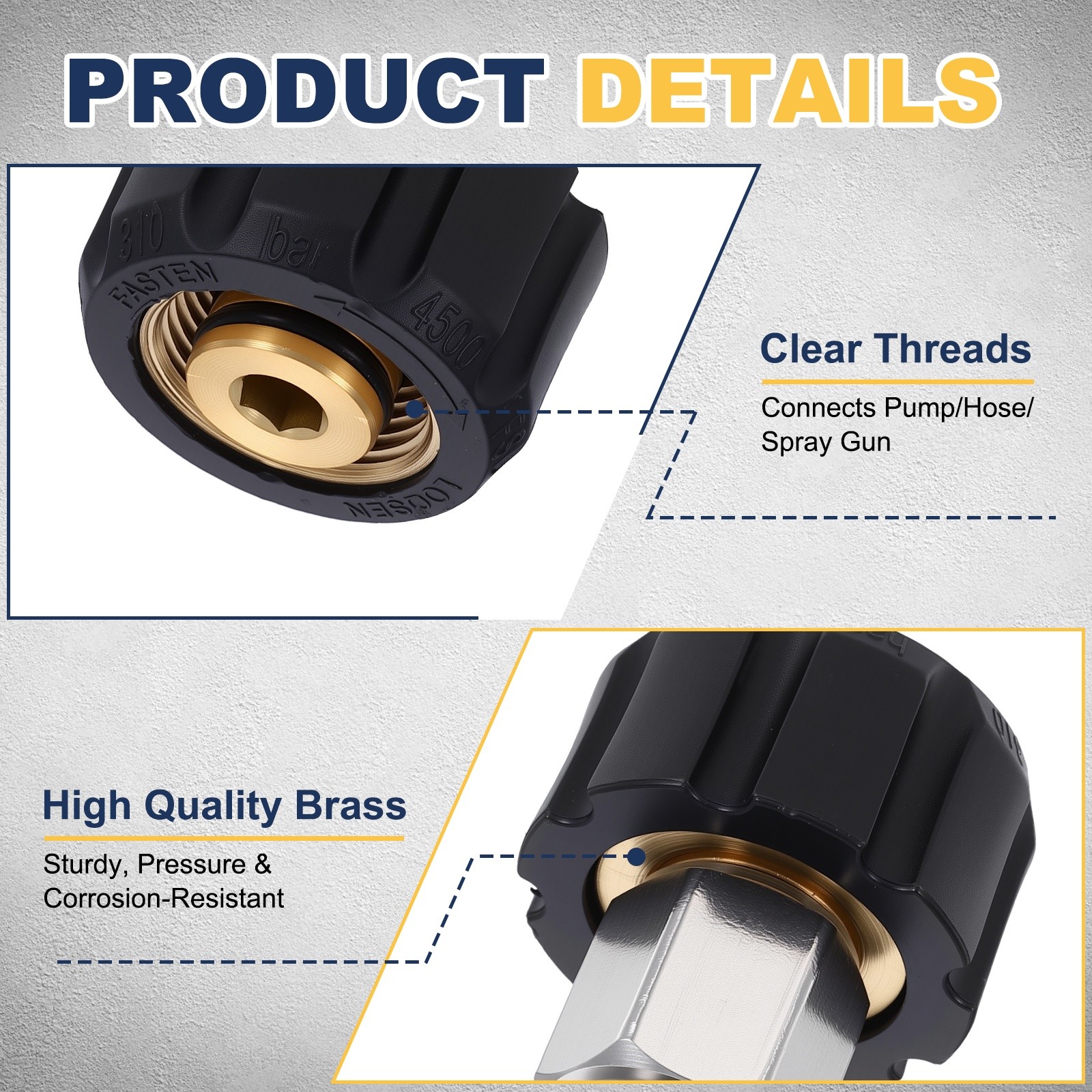 M22 15mm&3/8″ Female to 3/8″&M22 15mm Male Pressure Washer Adapter Brass Fitting