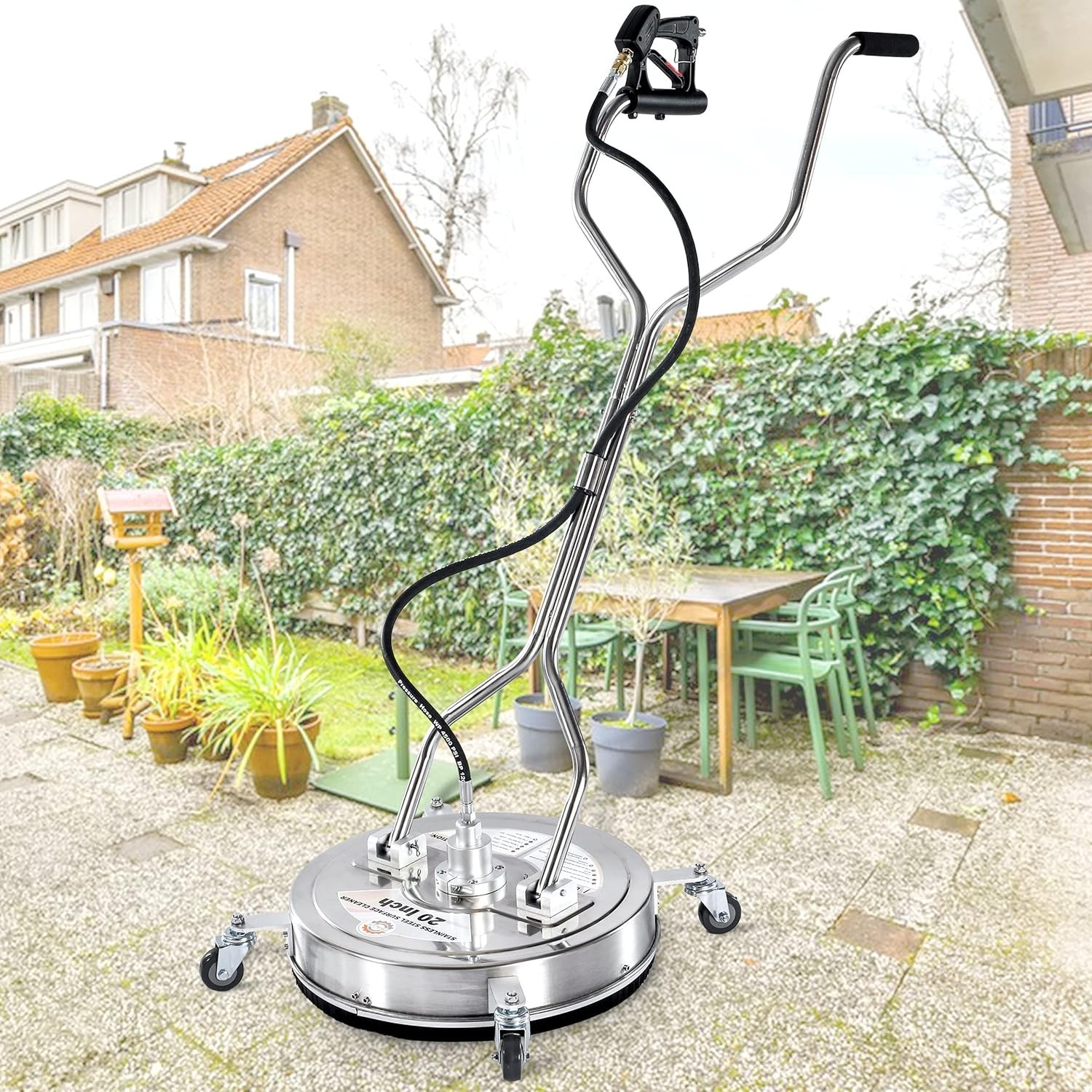 Time-Saving 20″ Pressure Washer Surface Cleaner with Wheels and Features