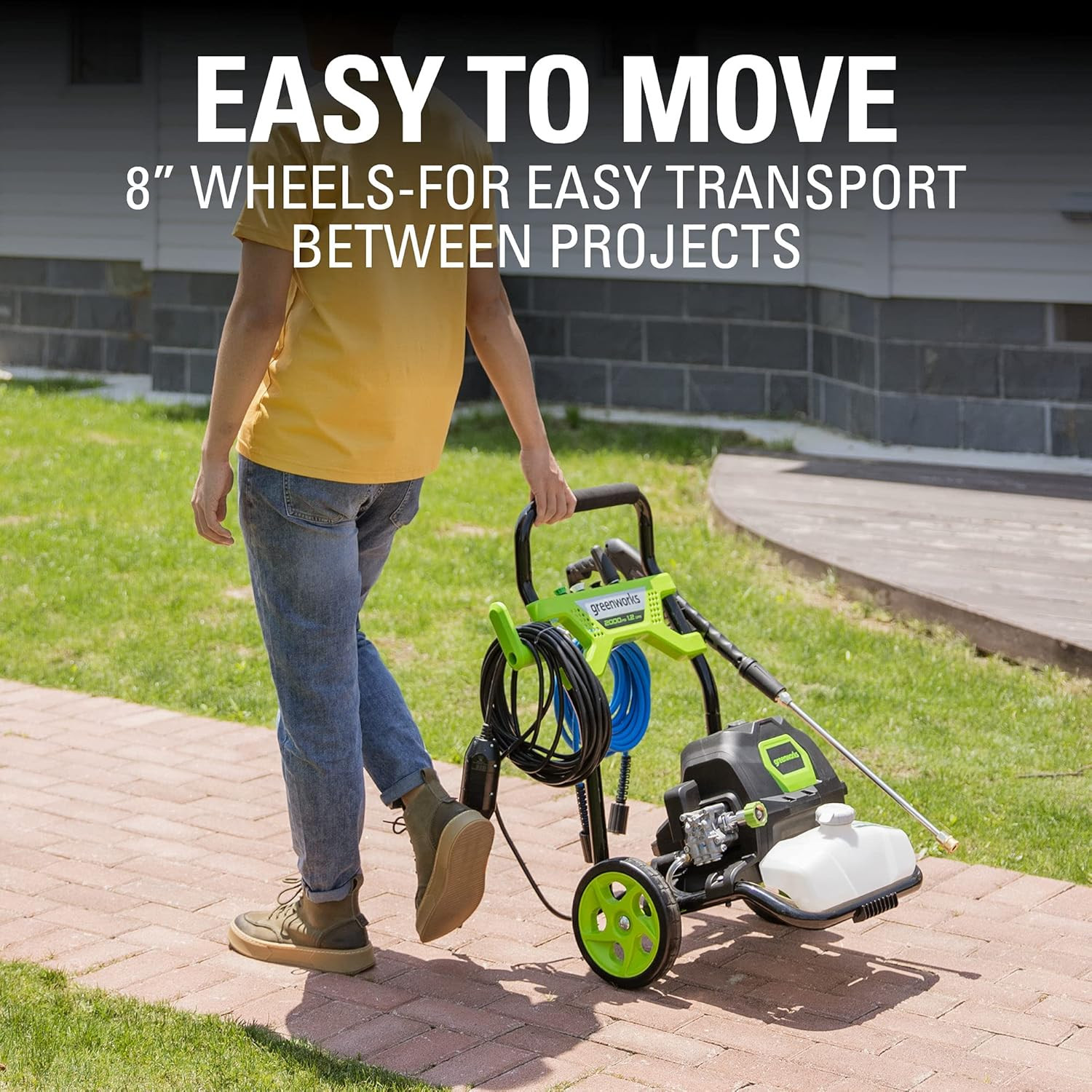 2000 PSI (1.2 GPM) Electric Pressure Washer, Steel Wand, On-Board Soap Tank (25°