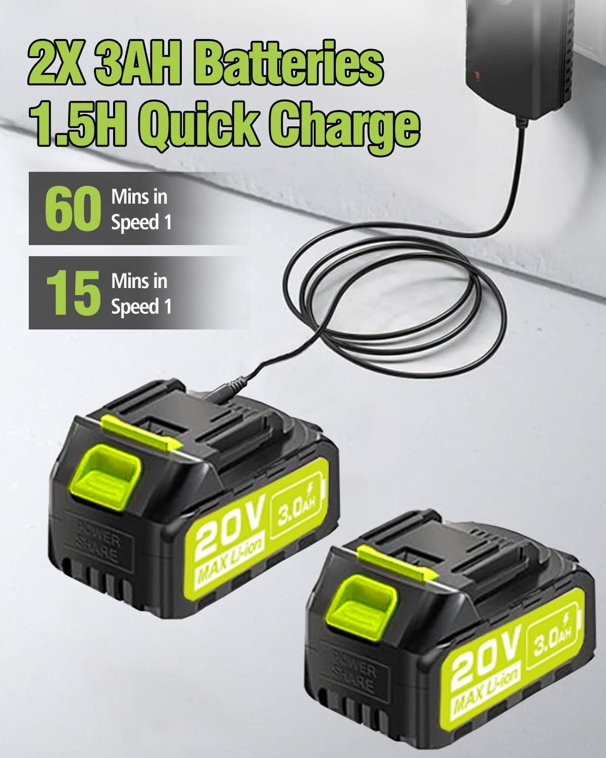 Cordless Portable Pressure Washer 1200PSI – 2 Batteries, 6-in-1 Nozzle, Foam Can