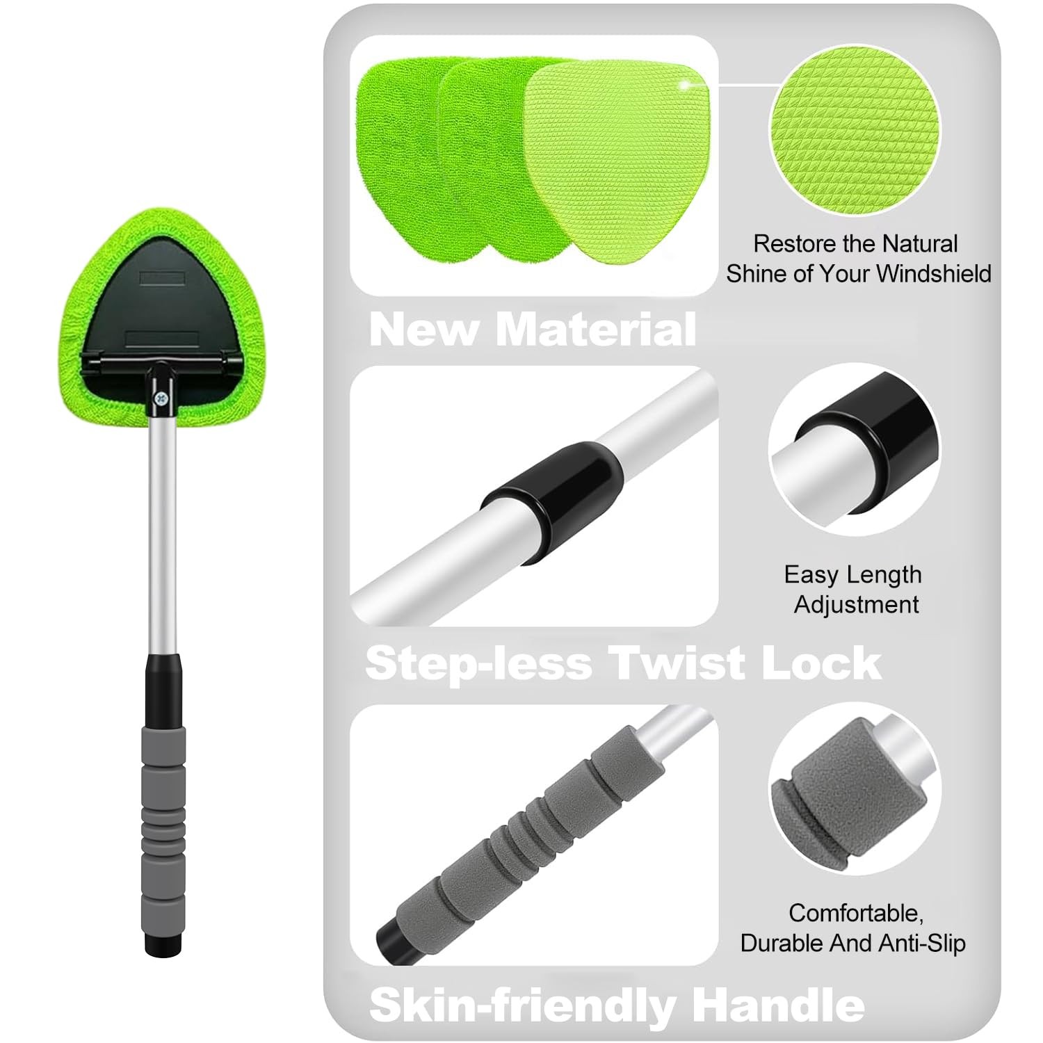 XINDELL Windshield Cleaner Tool – Car Interior Window Cleaning Kit with Exten…