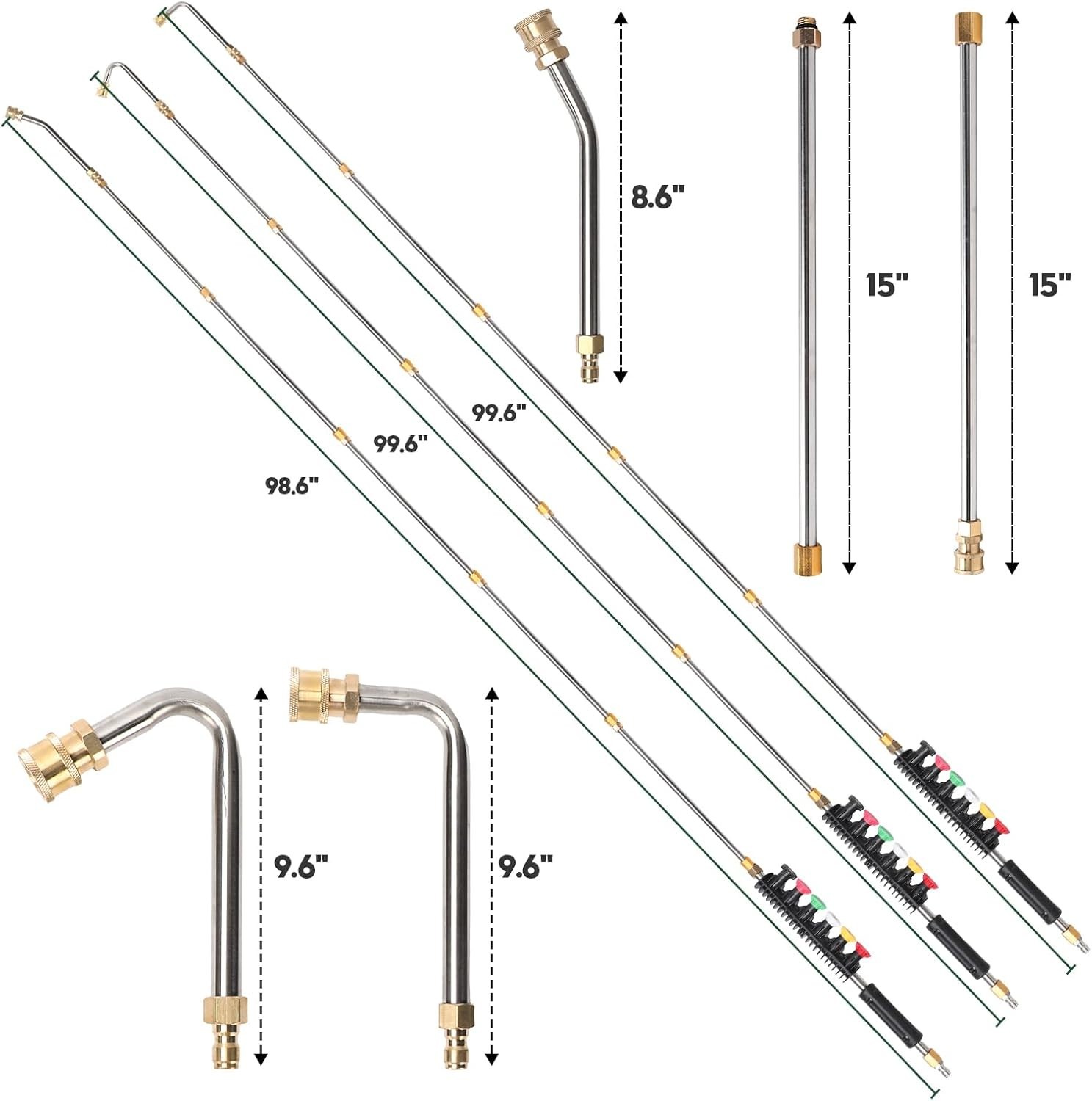 High-Performance 9 Pack Extension Wand with Curved Rods & Quick Connect Design