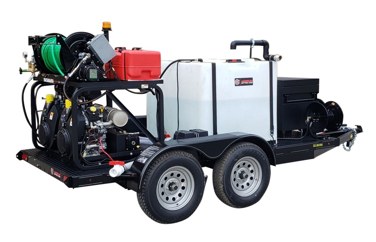 American Jetter 51T Trailer Sewer Drain Cleaner 76 HP EFI True 18 GPM@4000 PSI