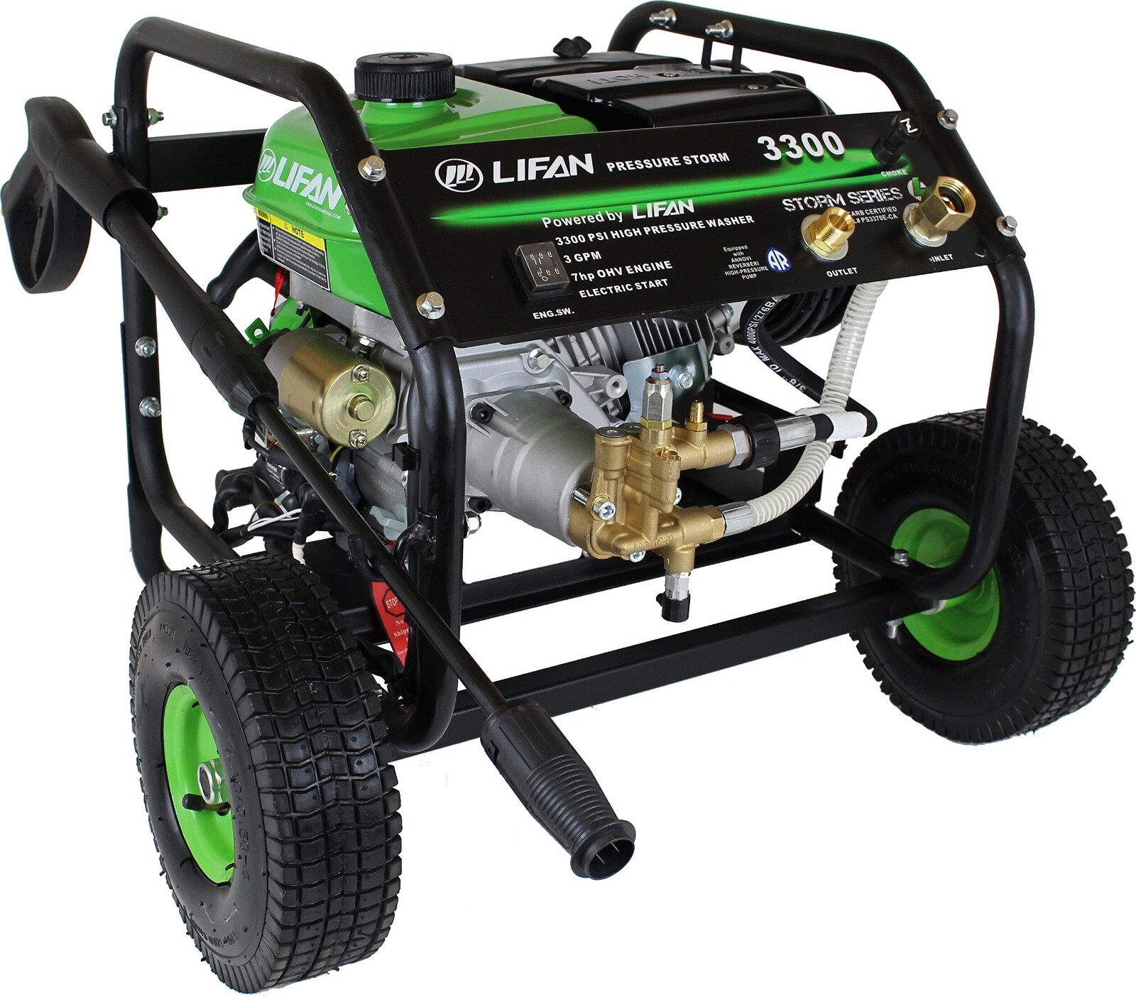 Lifan Pressure Washer 3300 PSI Axial Cam Pump Recoil Start Gas Mounted Controls