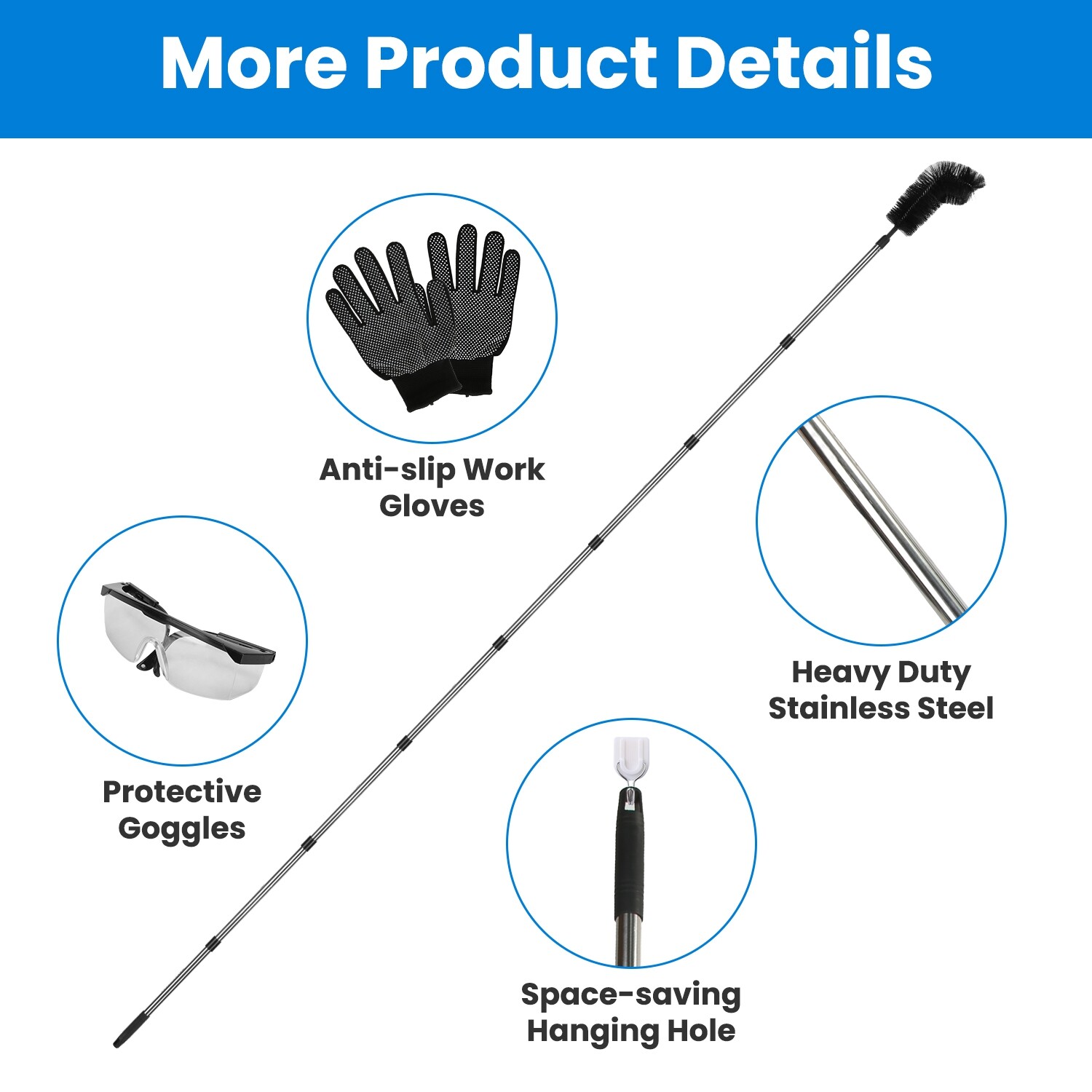 Gutter Cleaning Tools from the Ground Adjustable Rain Gutter Cleaning 2 Brushes