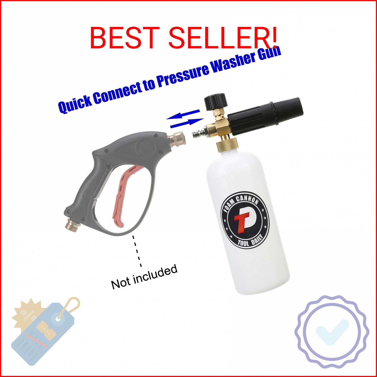 Tool Daily Foam Cannon with 1/4 Inch Quick Connector, 1 Liter, 5 Pressure Washer