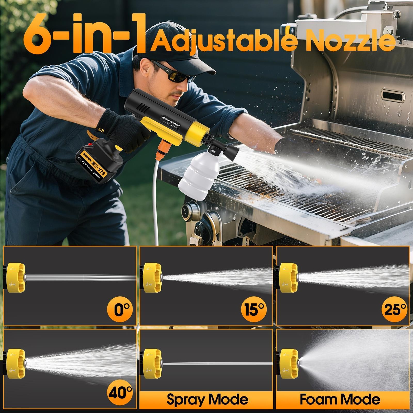 Cordless Portable High Pressure Water Spray Gun Car Washer Cleaner Tool 21V