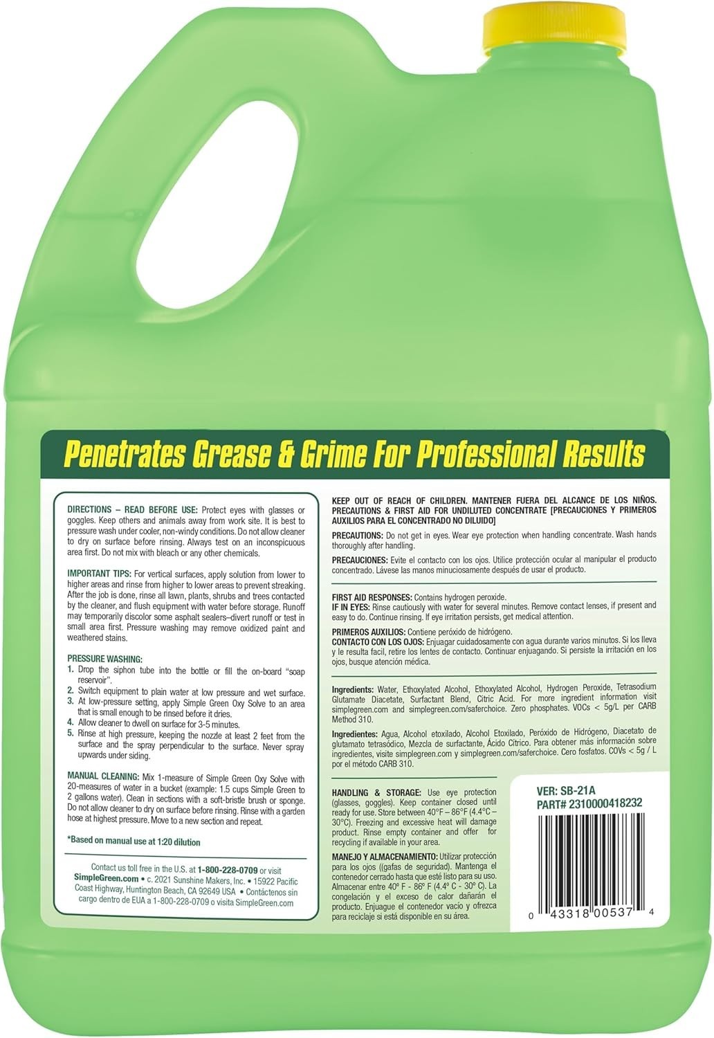 128 oz. Oxy Solve Cleaner – Effective Mold & Mildew Remover for All Exteriors