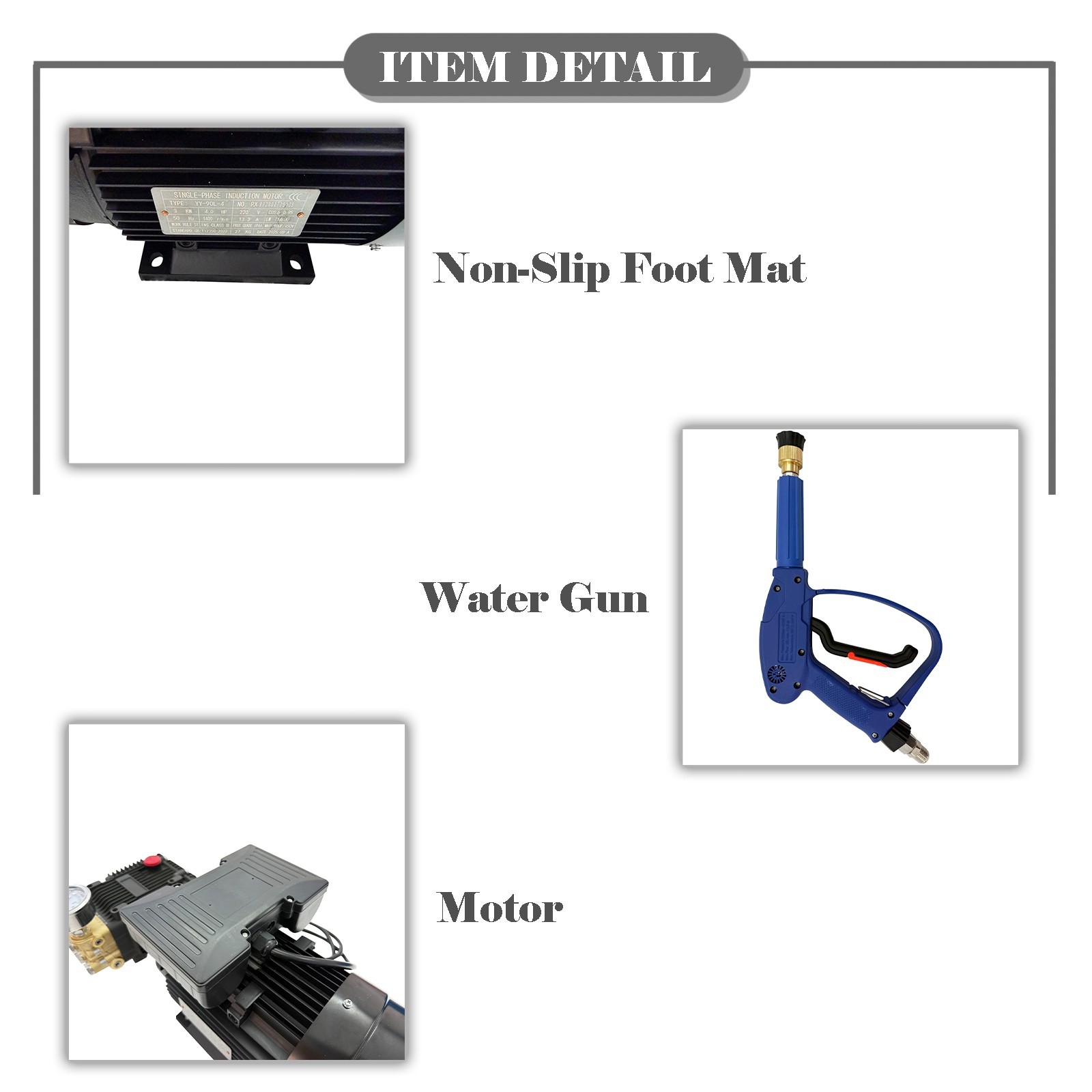 220V Portable High Pressure Car Washing Machine Cleaning Pump with Water Gun