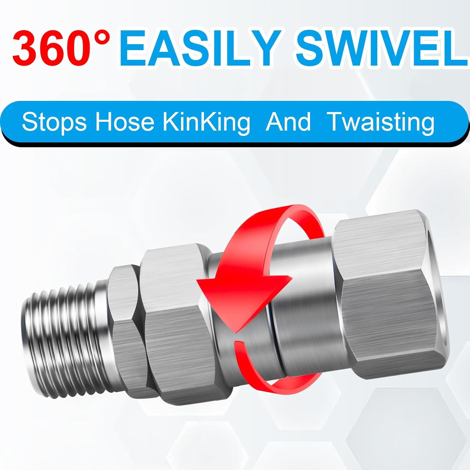 2 Pack 3/8 NPT Stainless Steel Pressure Washer Swivel 360° Kink-Free