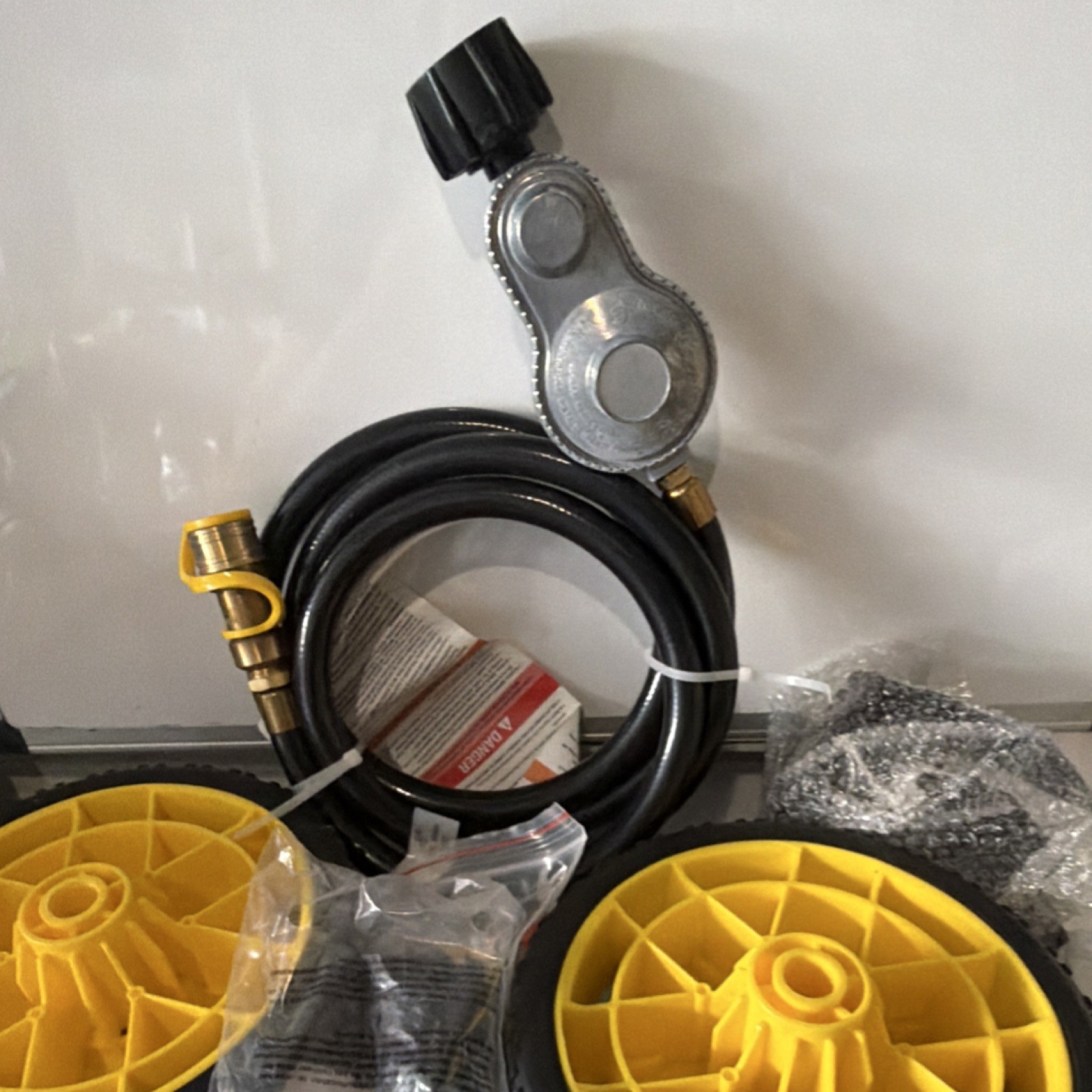 Gas Pressure Washer Replacement Hose & Wheel Kit Yellow Wheels Black Hose