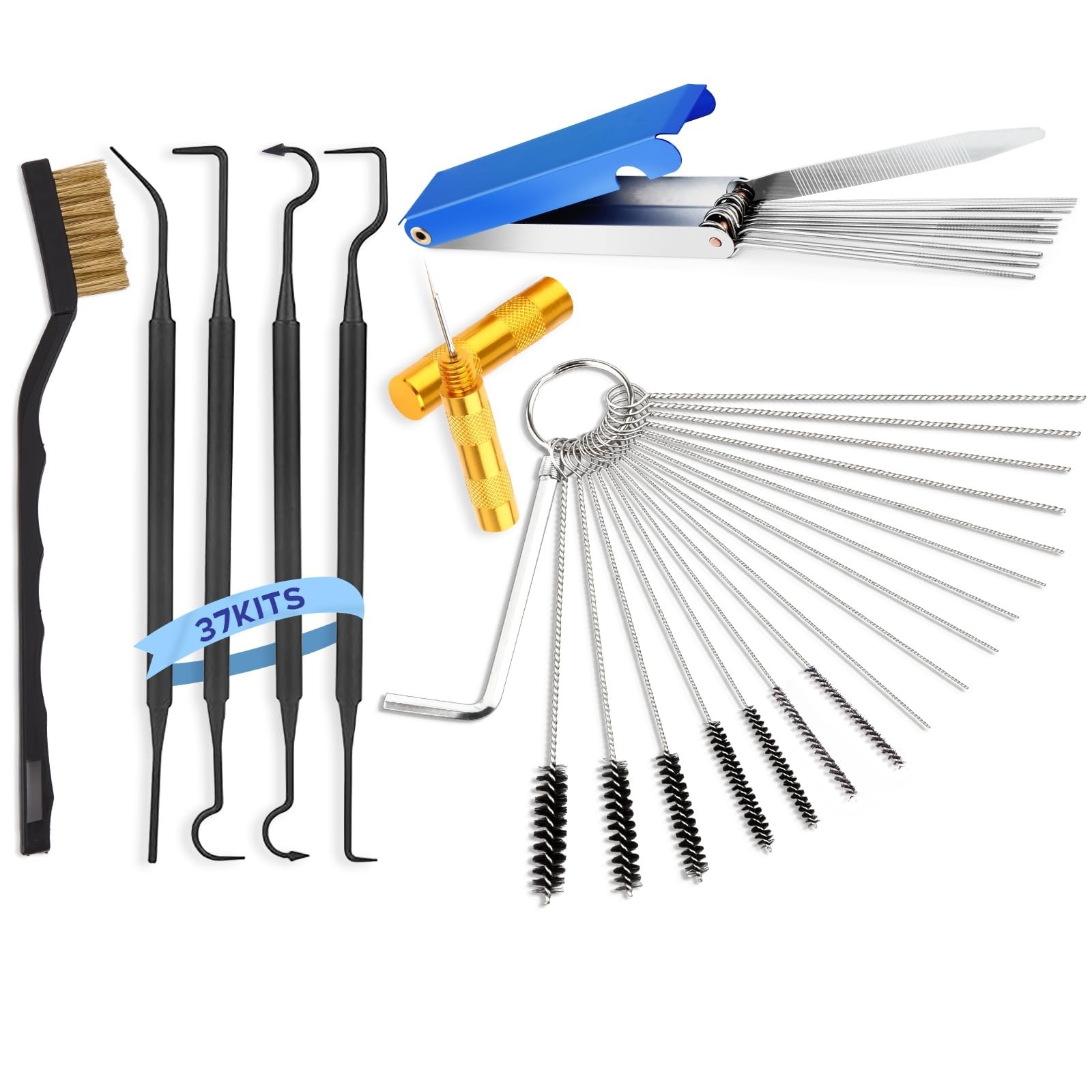Premium Torch Tip Cleaner Kit – Stainless Steel Carburetor Brush Set + 4 Hooks,