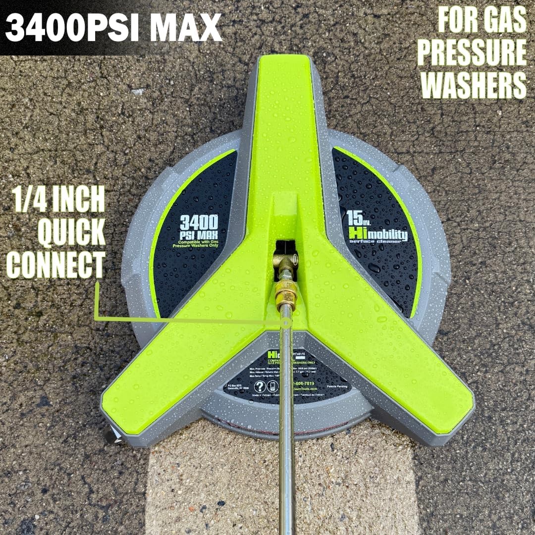 15″ Pressure Washer Surface Cleaner W/ Wheels 3400 PSI Max Surface Cleaner Power