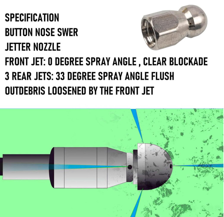 Manguera Desatascadora 45M para Hidrolavadora con Kit Completo de Limpieza