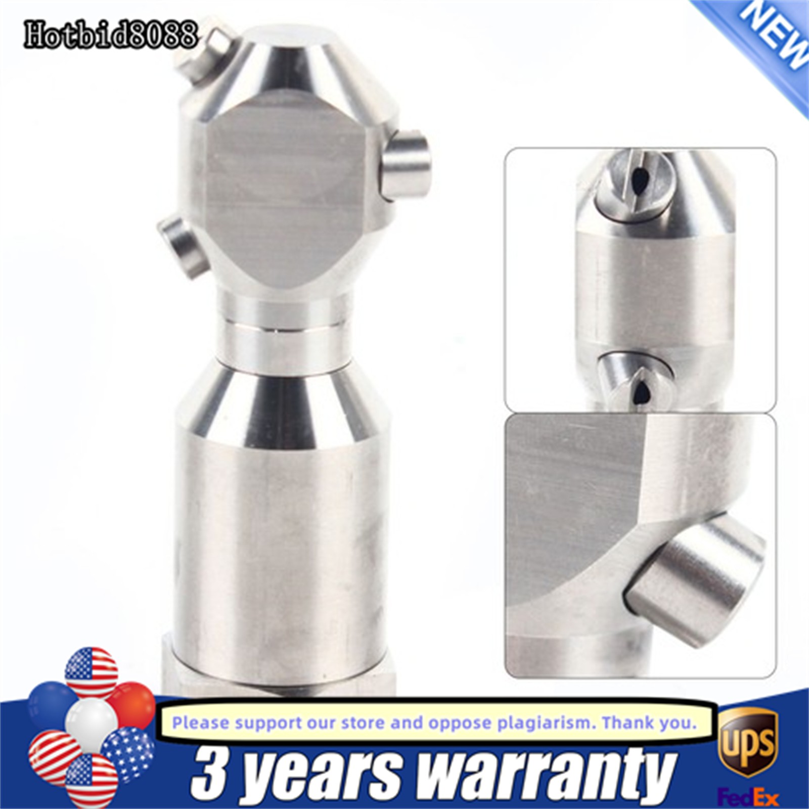 1″ Continuous Cleaning Jetting Nozzle Rotary Spinning Drain Sewer Jetter Nozzles