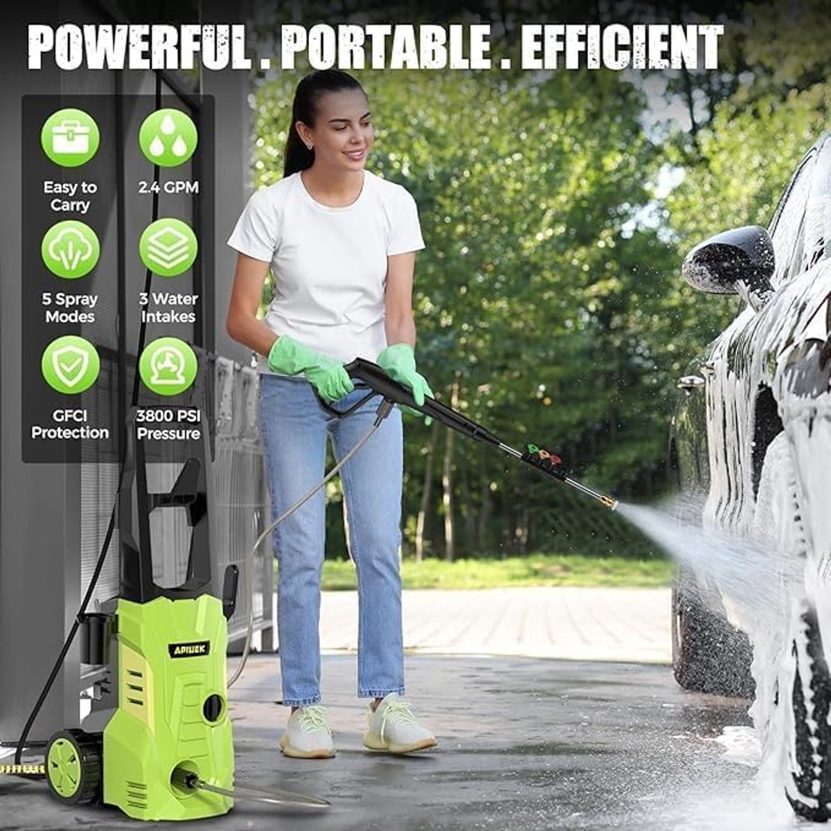 Electric Pressure Washer Spray Gun Wand Hoses 4-Nozzle Tips Foam Cannon Open Box