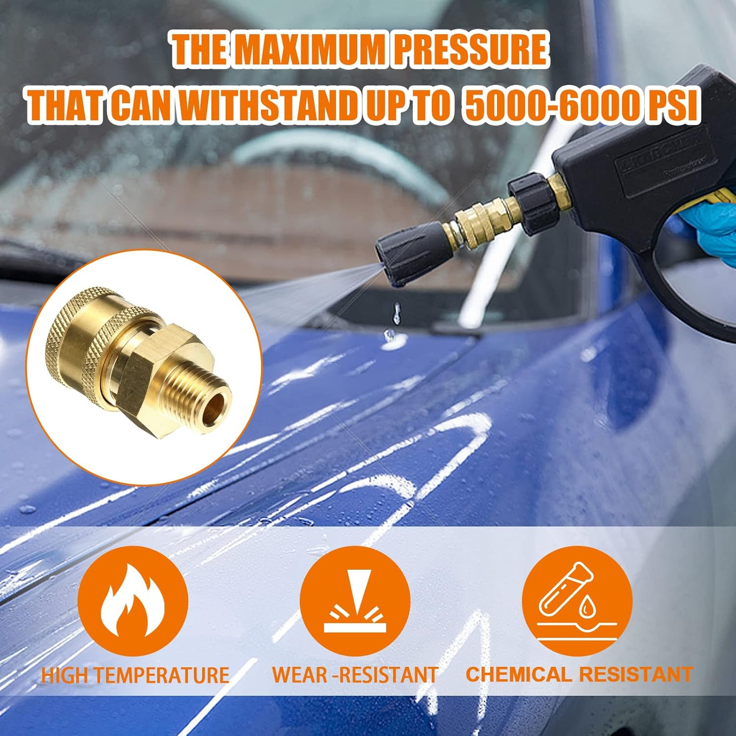 3/8 NPT Quick Connect Fittings – 2 Pcs 3/8 Inch Male Pressure Washer Quick Conne