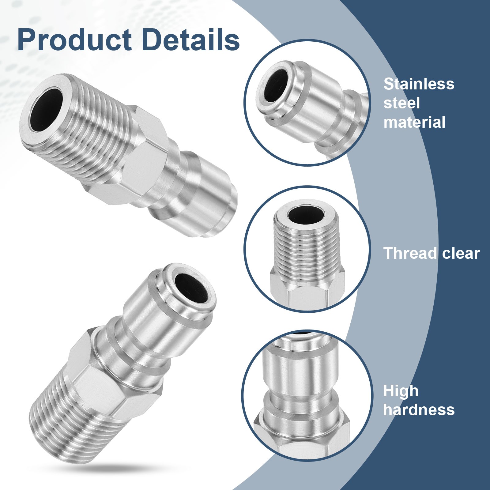 Pressure Washer Adapter, 3/8″ NPT Male Stainless Steel Fittings
