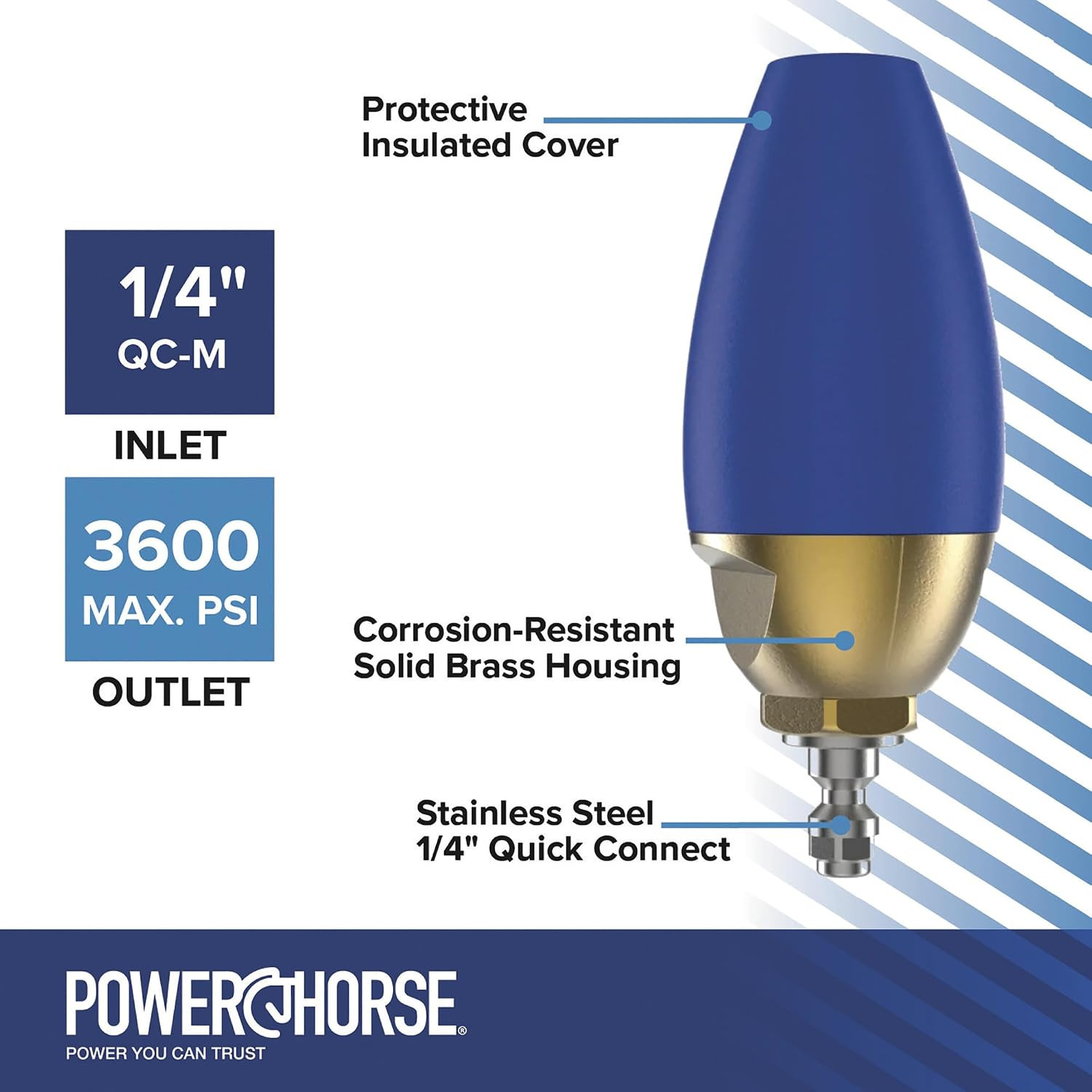 Powerhorse Pressure Washer Rotating Power Turbo Nozzle, Industrial Grade Ceramic