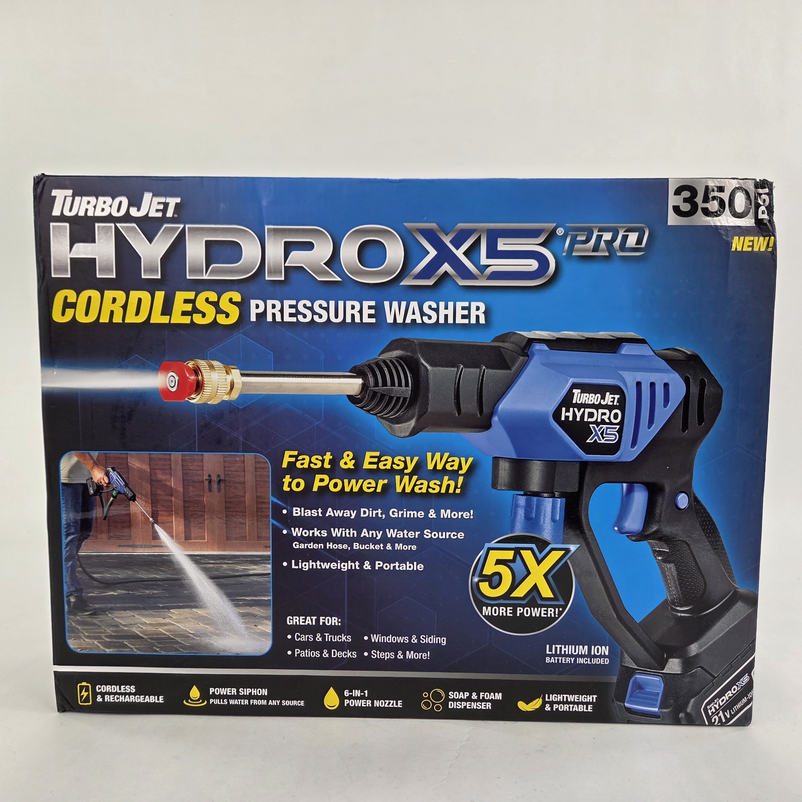 Turbo Jet Hydrox5 Pro Portable Cordless Pressure Washer (21V 3000Mah Battery)