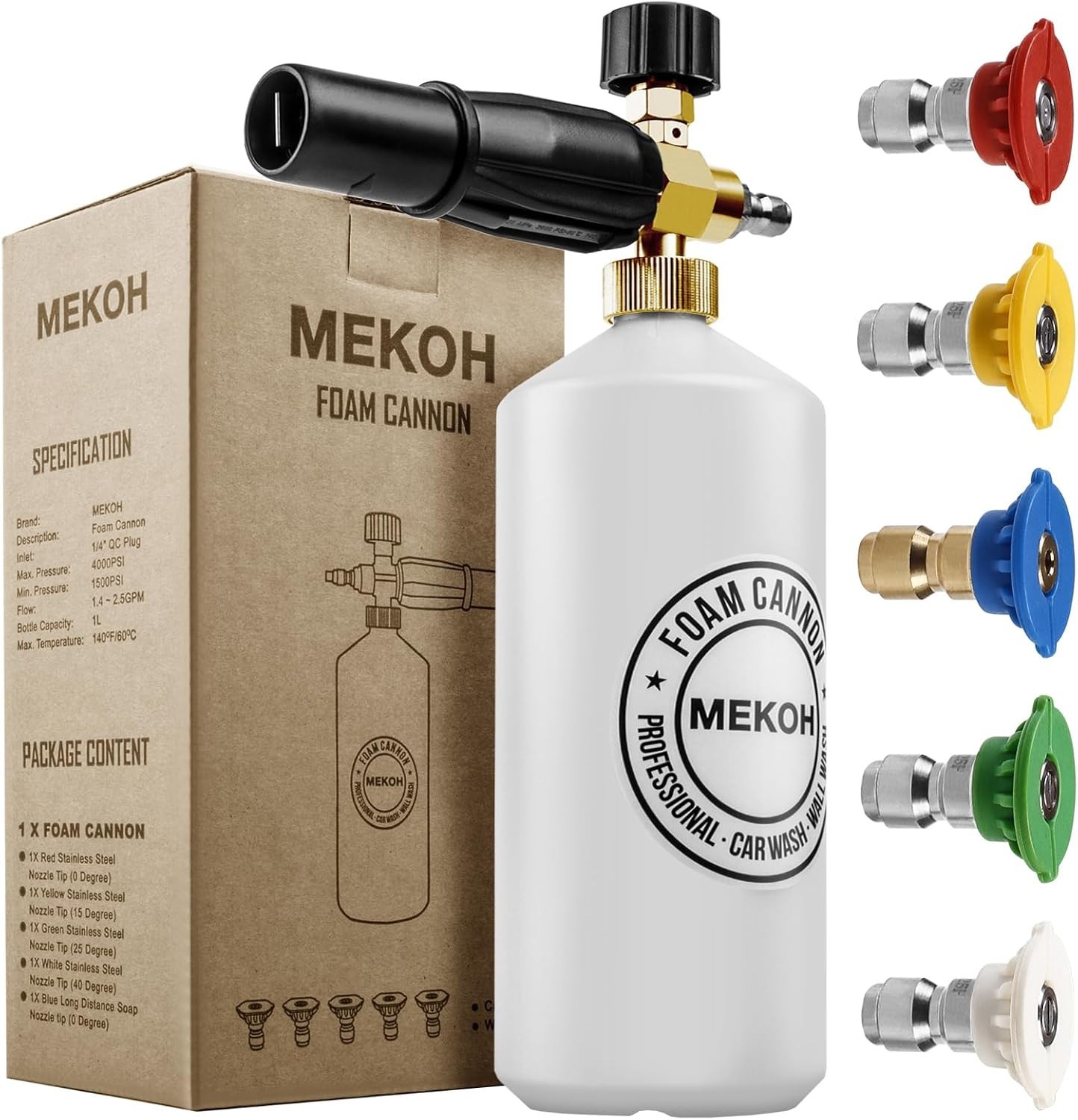 Foam Cannon for Pressure Washer, 4000psi Car Wash Foam Gun, 1 Liter Foam Spra…
