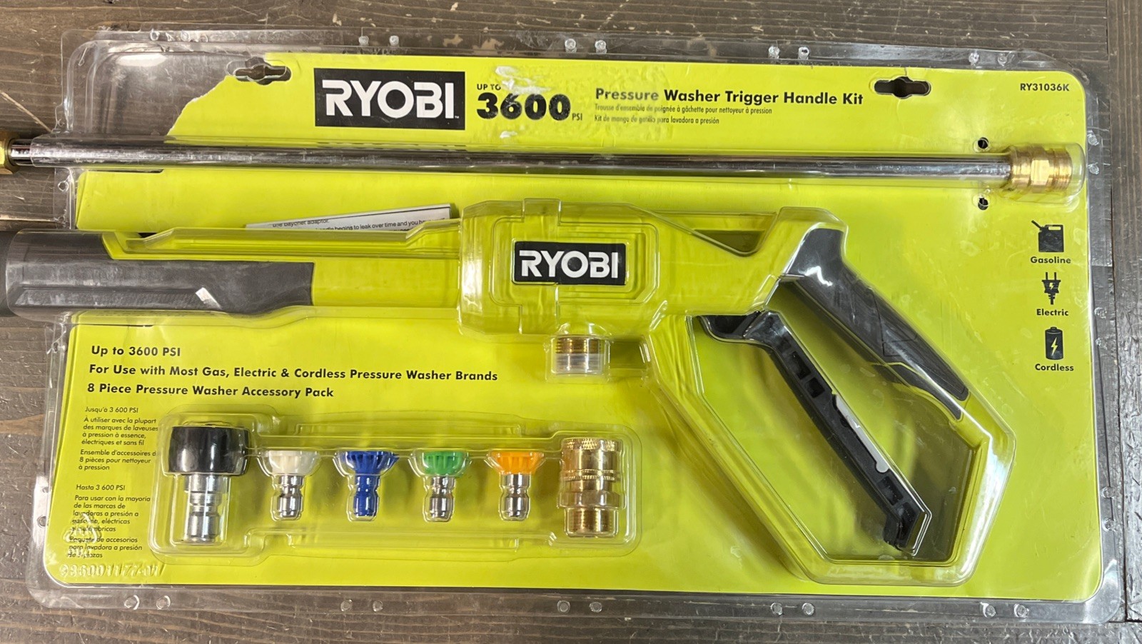 RYOBI Pressure Washer Trigger Handle Kit, Quick-Connect Adaptors, 3600 PSI