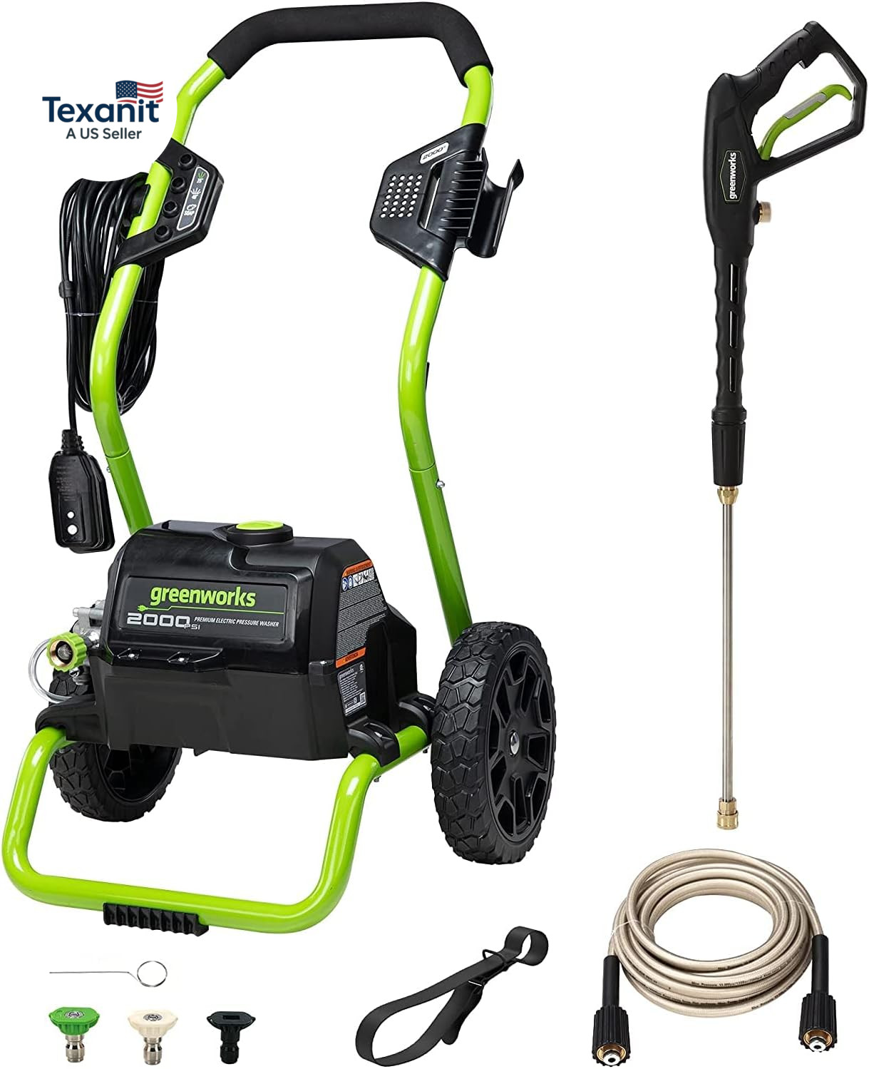2000 PSI (13 Amp) Electric Pressure Washer (Wheels for Transport / 20 FT Hose /