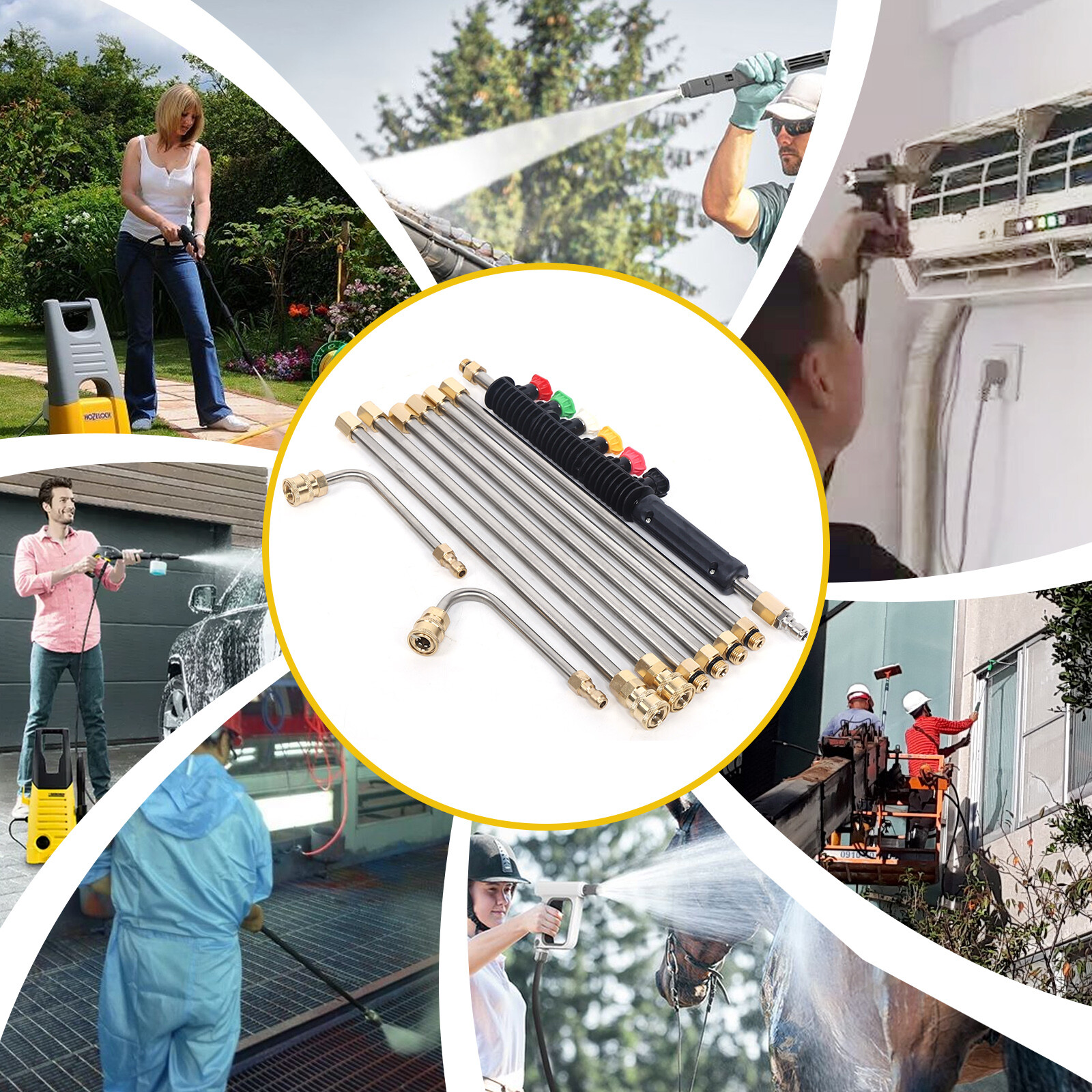 4000PSI High Pressure Washer Extension Wand Set Telescopic Lance w/ Spray Nozzle