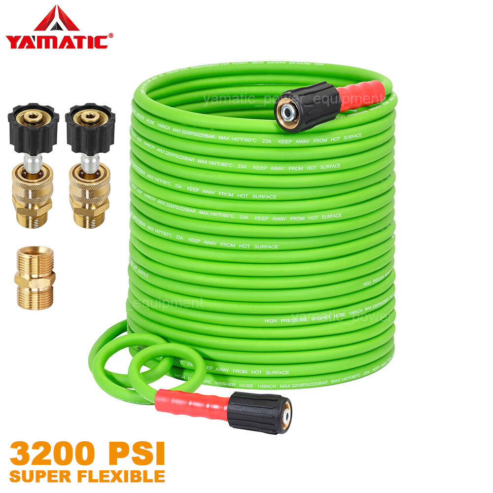 YAMATIC Flexible Pressure Washer Hose 1/4″ Kink Resistant Power Washer Hose M22
