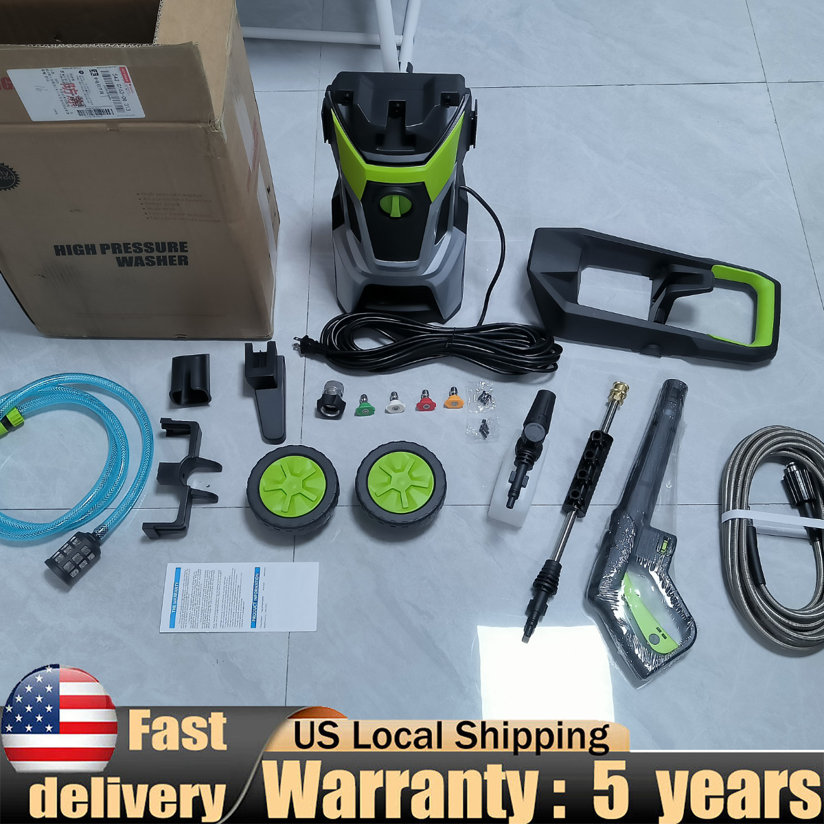 Electric Pressure Washer 1400W 120Bar Max Power Washer Cleaning Machine for Cars