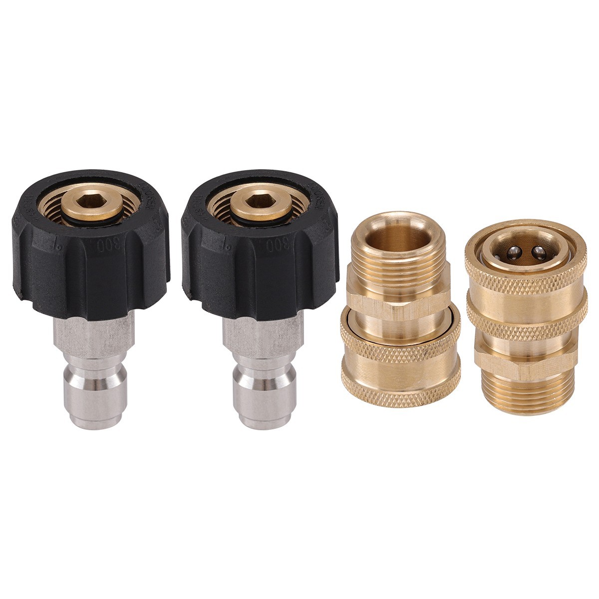 4PCS Brass Quick Disconnect Kit M22 14mm to 3/8″ High Pressure Washer Gun Hose