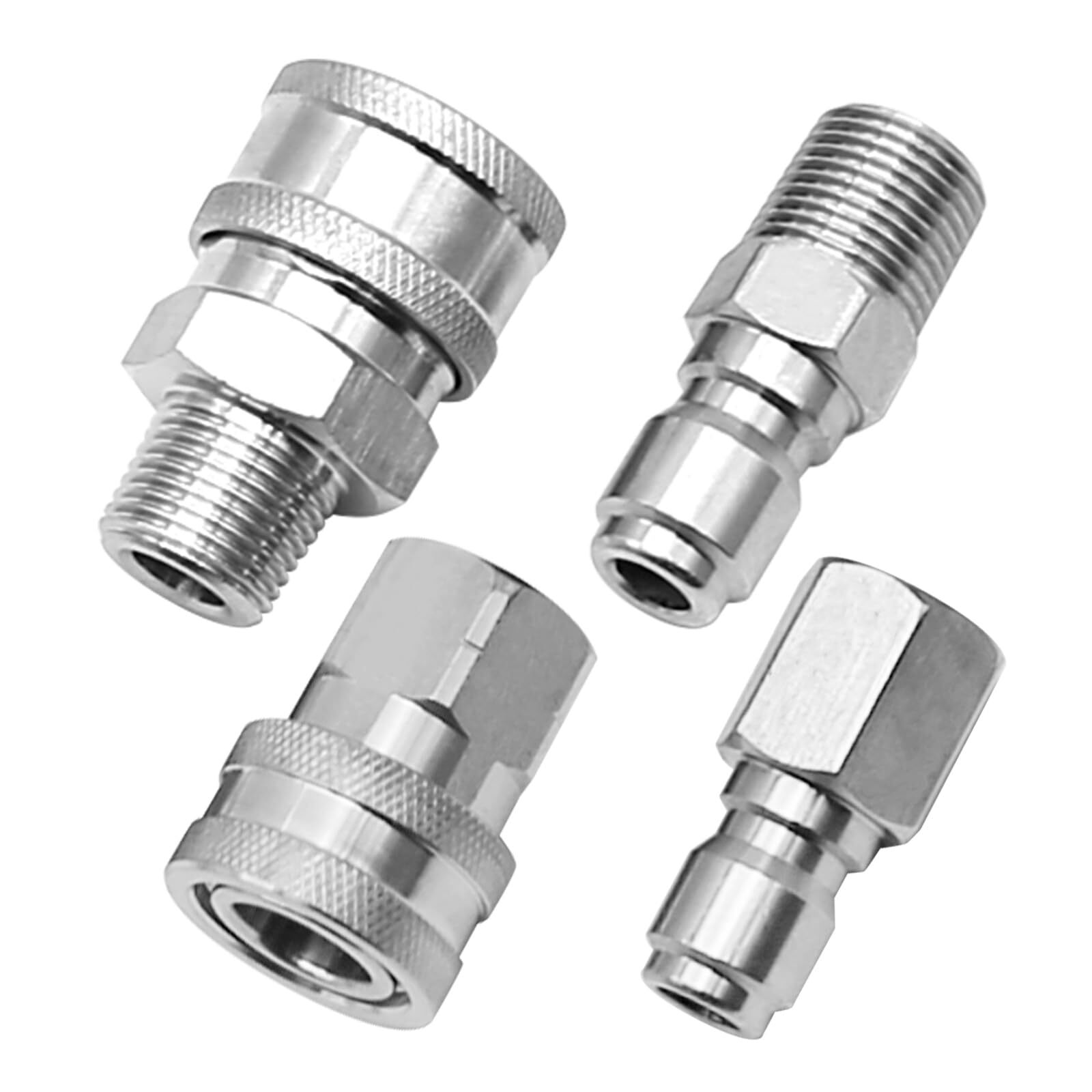 2 Sets 3/8 Inch NPT Stainless Steel Pressure Washer Quick Connect Plug Couple…