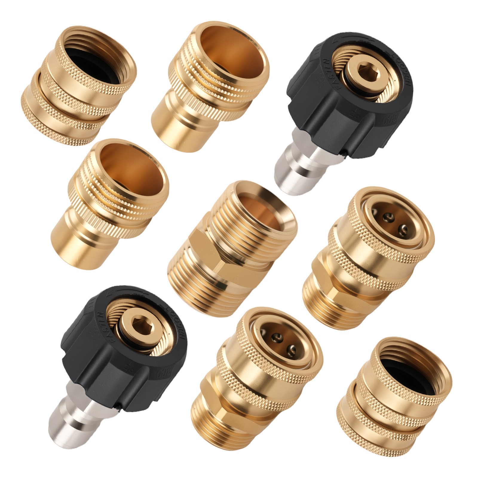 9PC Pressure Washer Adapter Quick Connect Kit M22 14mm Brass Universal Fitting