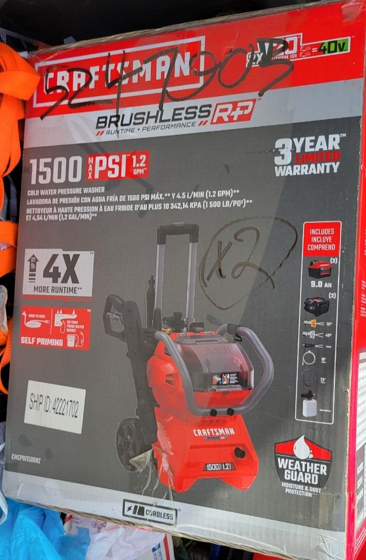 Craftsman V20 1500 PSI Cold Water Pressure Washer – Red (CMCPW1500N2)