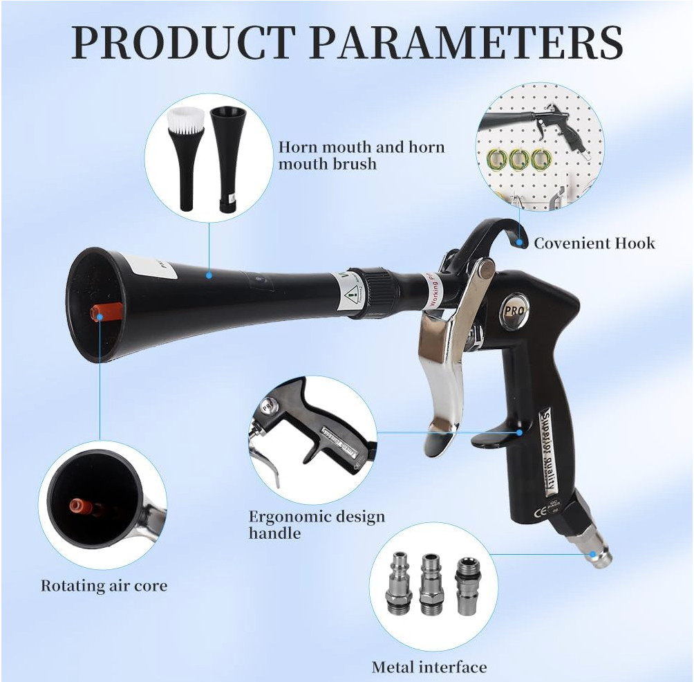 Car Cleaning Gun Detailing Interior Dryer Air Blow Gun, High Pressure Blower Gun