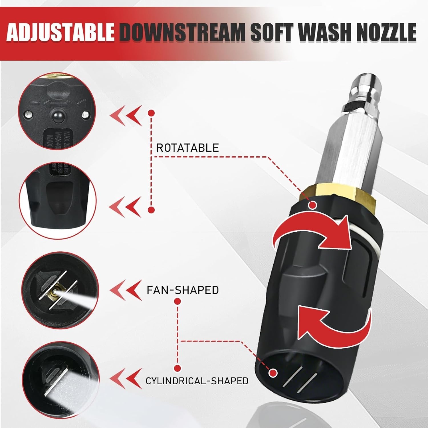 2-3 GPM High Pressure Twist Nozzle Adjustable Downstream Soft Wash Nozzle