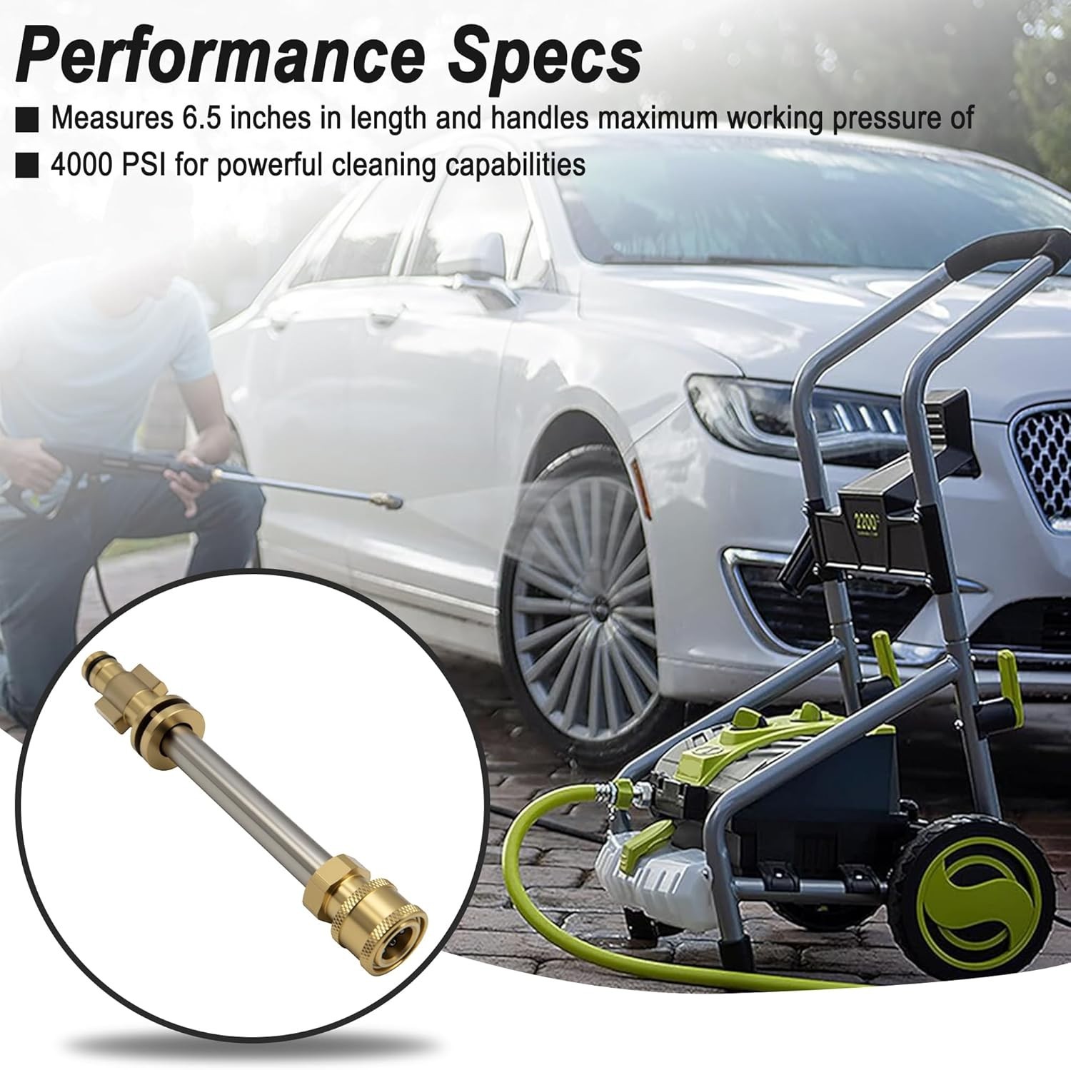 6.5-Inch Pressure Washer Gun Adapter for SPX Series, 4000 PSI, Quick Connect