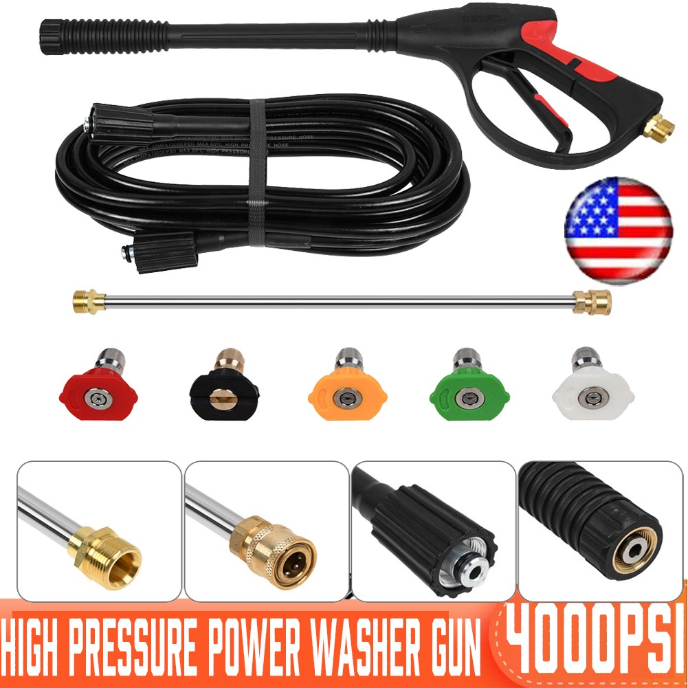 4000PSI High Pressure Power Washer Gun Spray Wand Lance Nozzle and Hose Set M22
