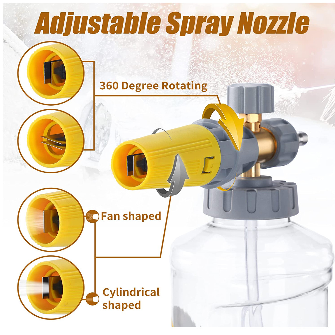 Wide Mouth Foam Cannon Adjustable Blaster Snow Foam Lance with M22 1/4 Con, 1.1