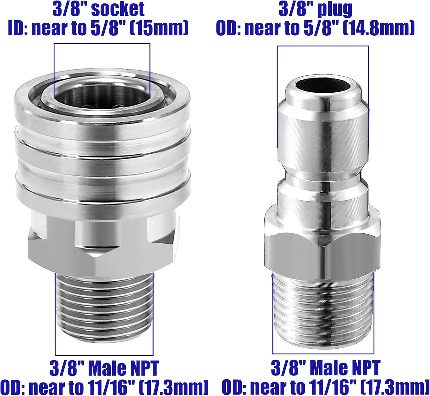 Tool Daily Pressure Washer Adapter Set, Quick Connect Kit, 3/8’’ Male Thread