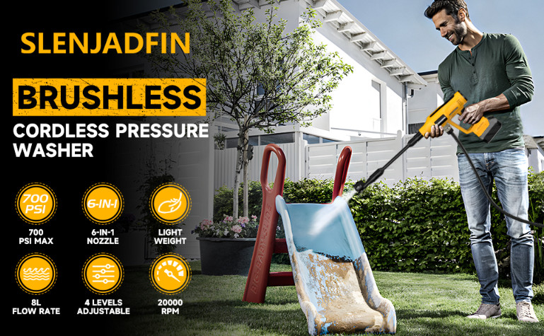 Cordless Pressure Washer 700 PSI, Handheld, 6-in-1 Nozzle,Foam Cannon,No Battery