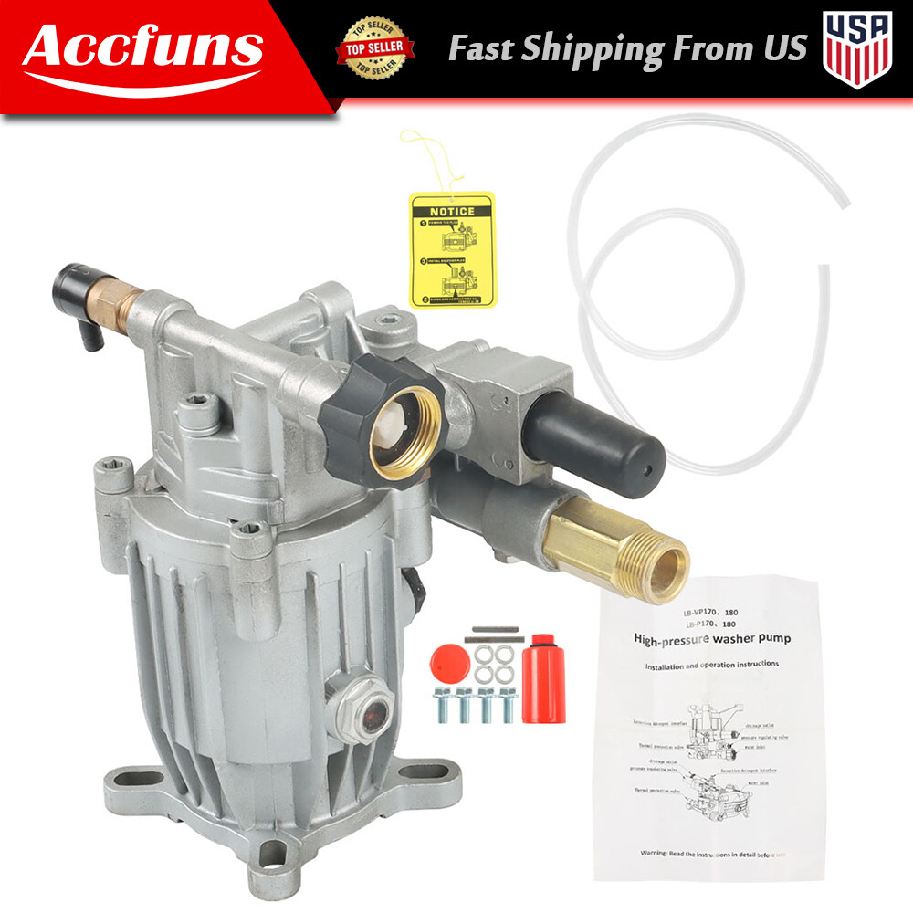 Pressure Washer Pump Horizontal 3/4″ Shaft – MAX 3000 PSI 2.5 GPM Oil Sealed