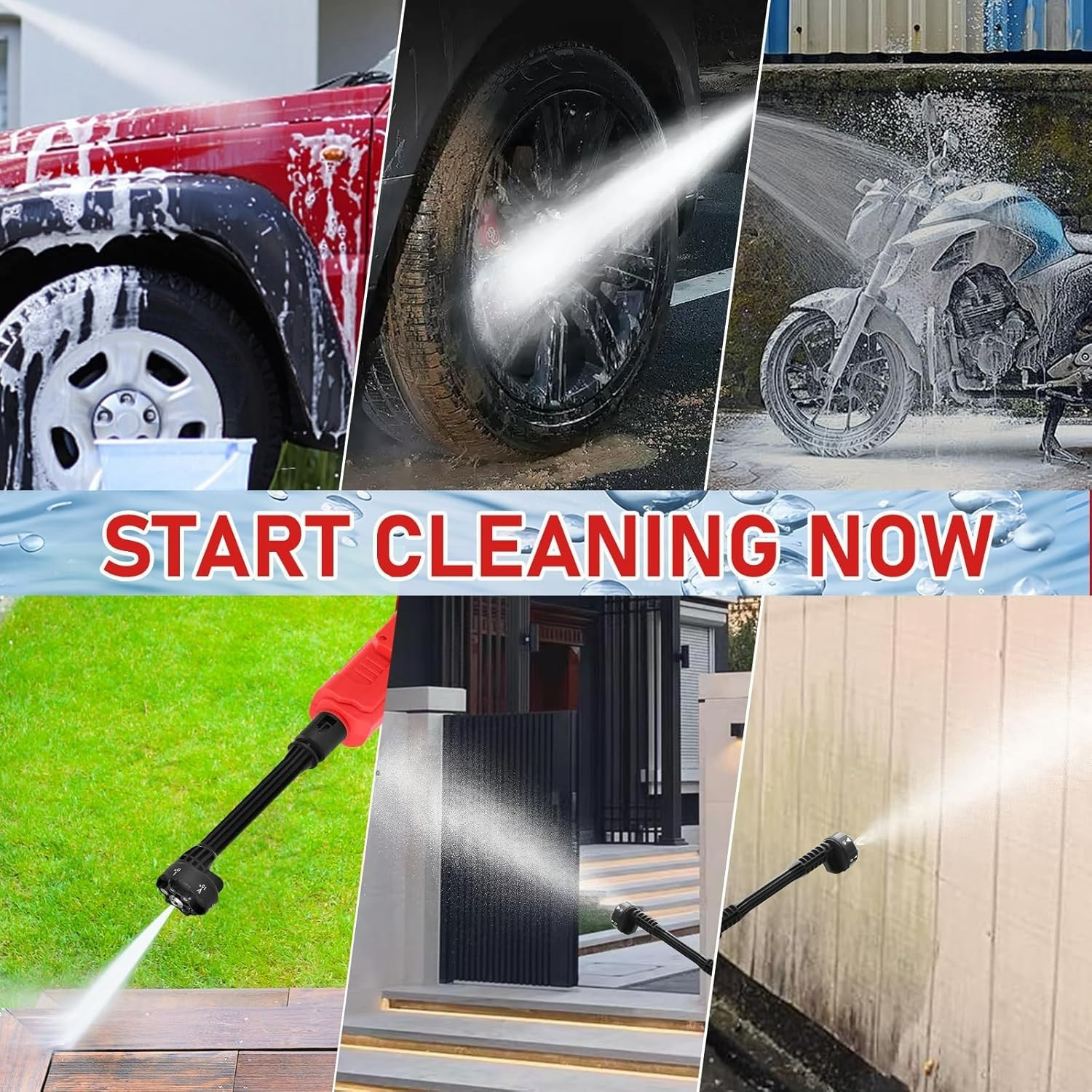 Cordless 700 PSI Pressure Washer for Milwaukee 18V Battery – 6-in-1 Nozzle