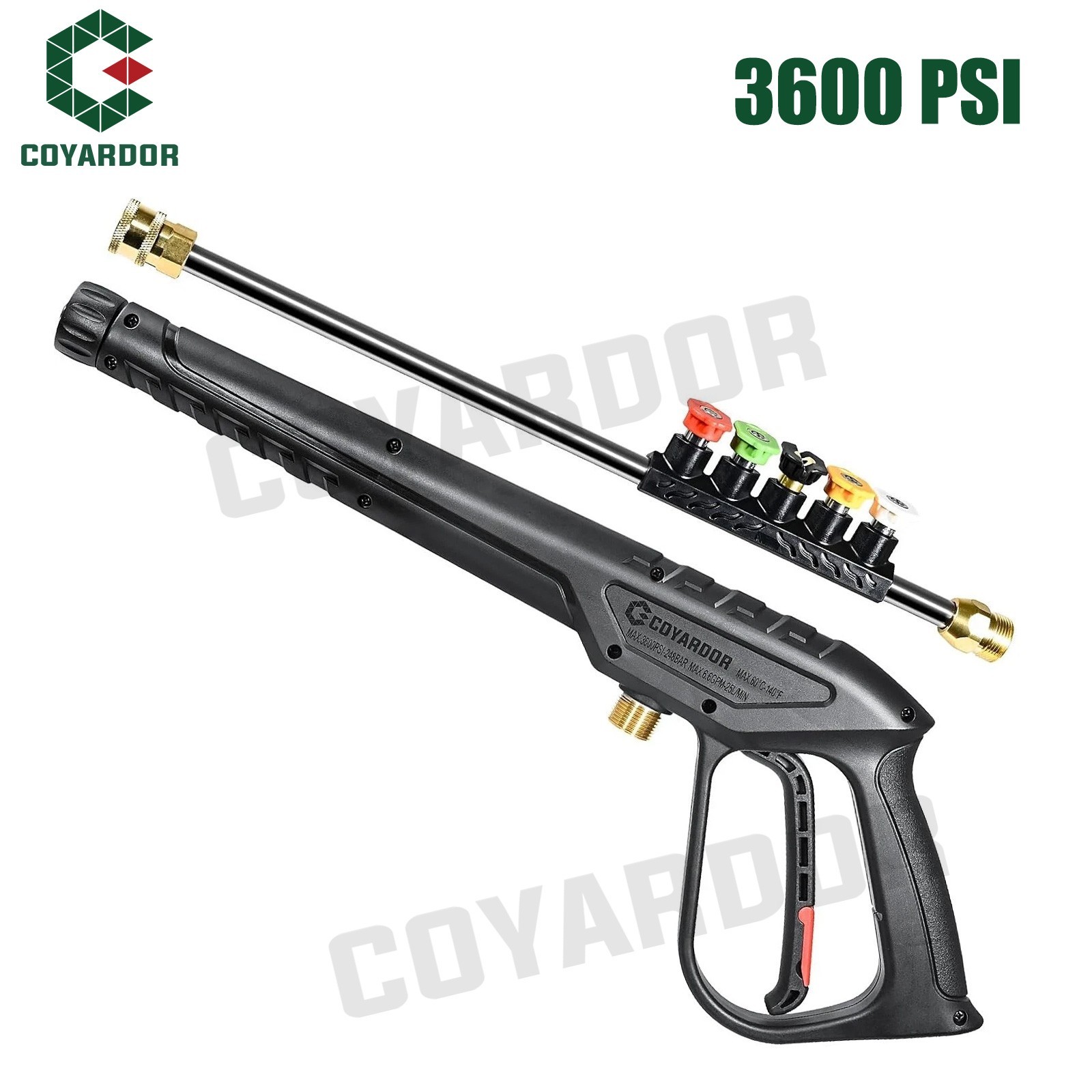 COYARDOR 3600 psi Pressure Washer Gun Extension Wand with Spray Tips