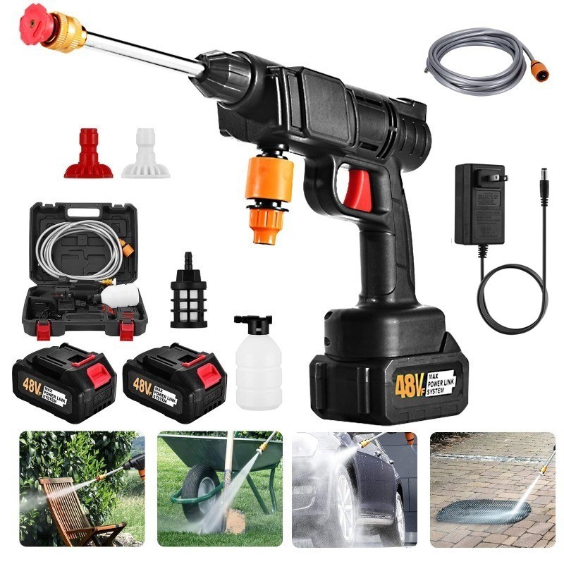 2 Battery Cordless Car High Pressure Washer Jet Water Wash Cleaner Gun Portable