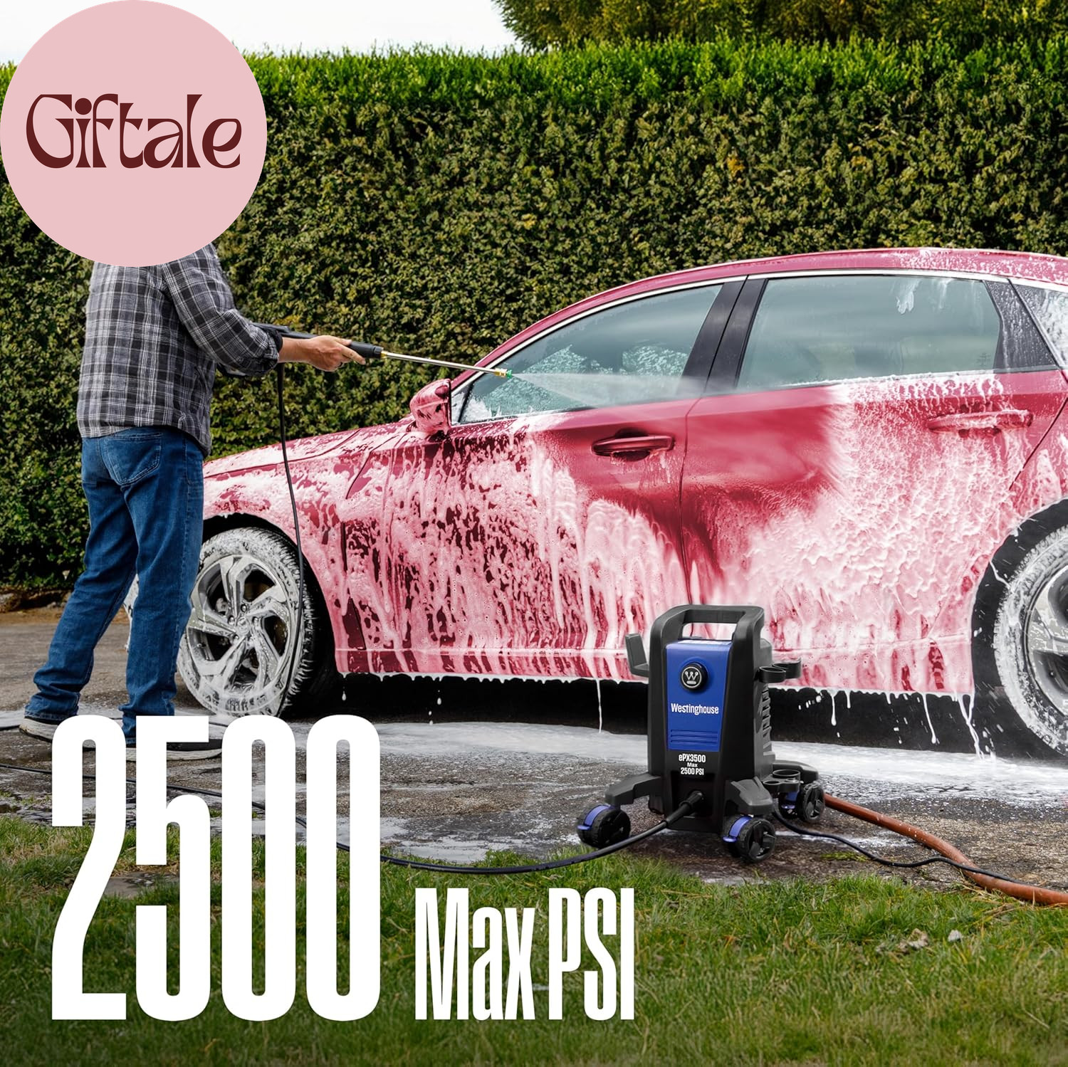 Epx3500 Electric Pressure Washer, 2500 Max PSI 1.76 Max GPM with Anti-Tipping Te
