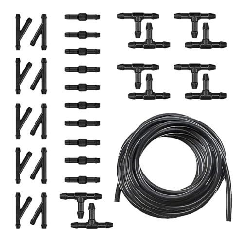 30 PCS Windshield Washer Hose Kit, 13.1Ft Flexible Rubber Tubing with T-Type Y