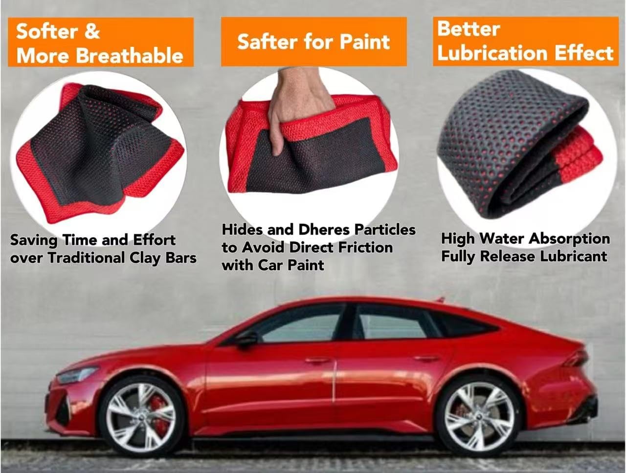 Upgrade Clay Towel 3.0 Ver – Clays for Car Detailing to 12″ x 12″, Red