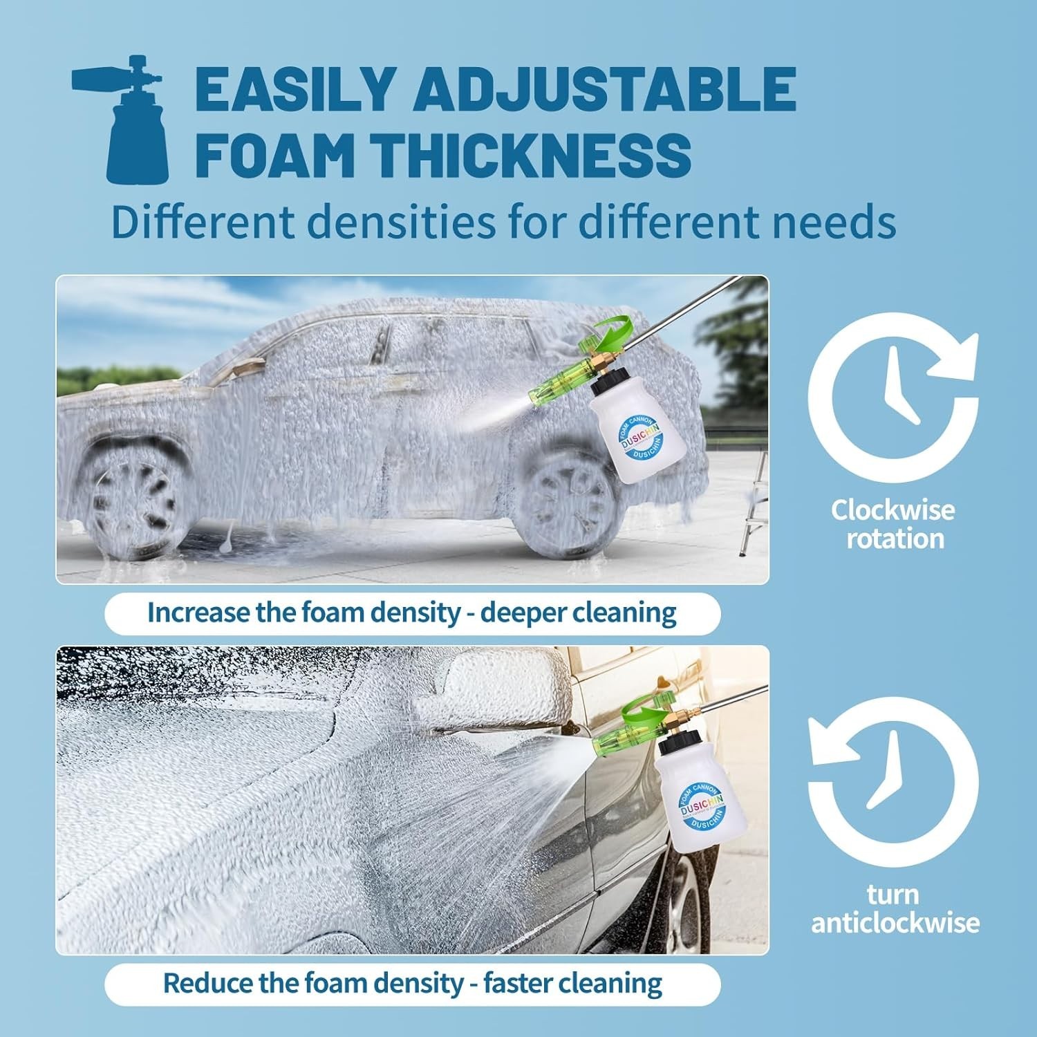 Heavy-Duty Adjustable Foam Cannon with 5 Nozzles – Ideal for Car Enthusiasts